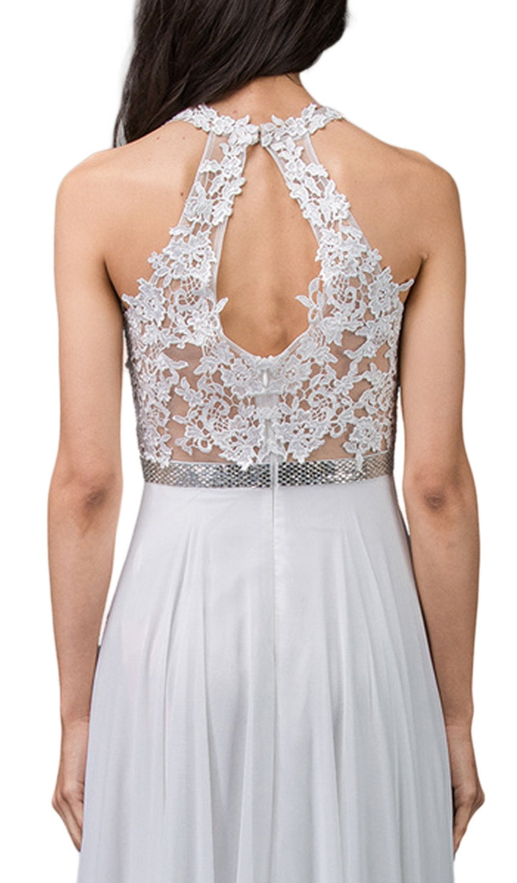 Dancing Queen - 2332 Lace V-neck A-line Prom Dress With Open Back Special Occasion Dress