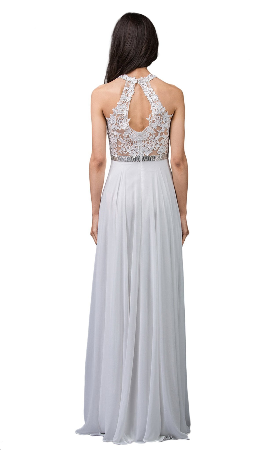 Dancing Queen - 2332 Lace V-neck A-line Prom Dress With Open Back Special Occasion Dress