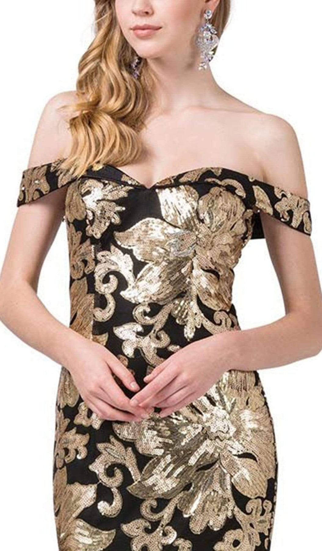 Dancing Queen - 2481 Sequined Off-Shoulder Trumpet Gown Special Occasion Dress