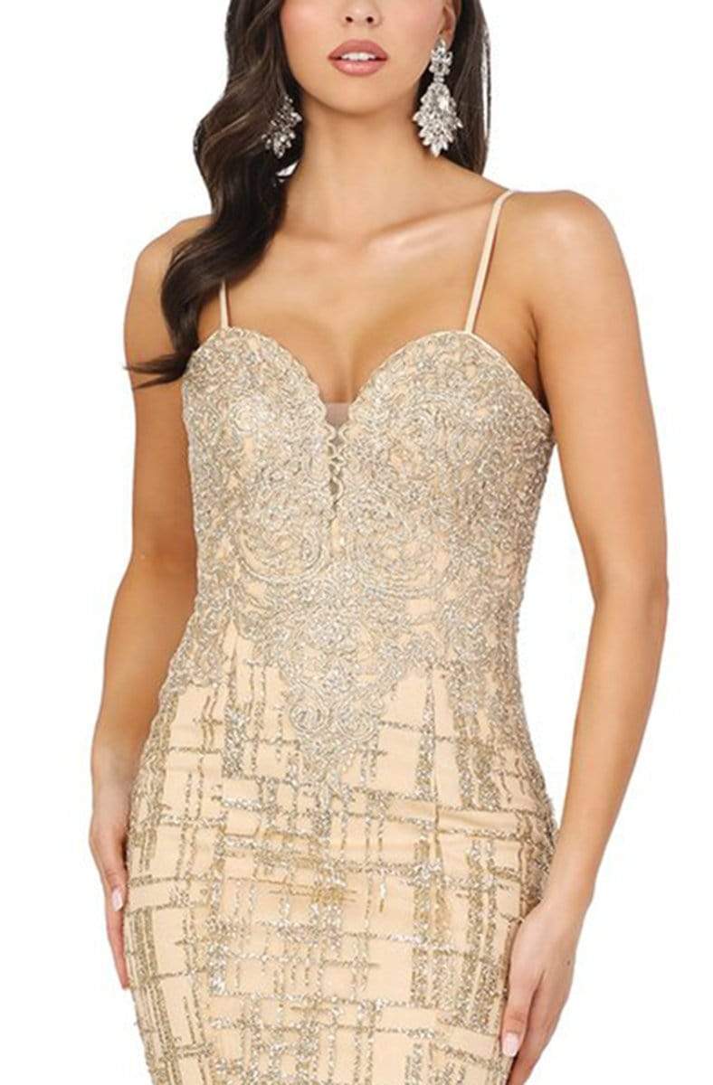 Dancing Queen - 2910 Appliqued Bodice Glitter Accented Mermaid Gown Prom Dresses