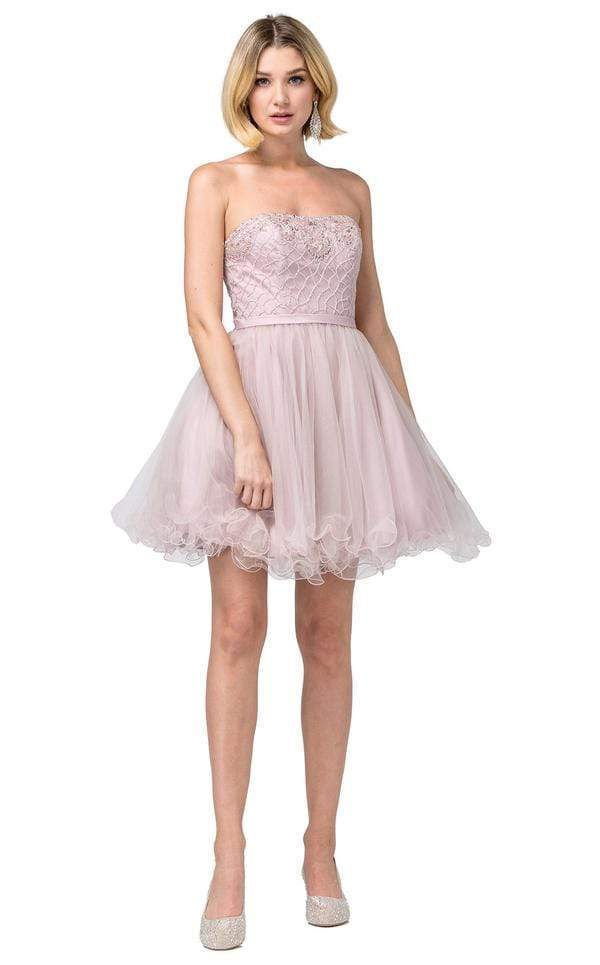 Dancing Queen - 3056 Strapless Embellished A-line Dress Homecoming Dresses