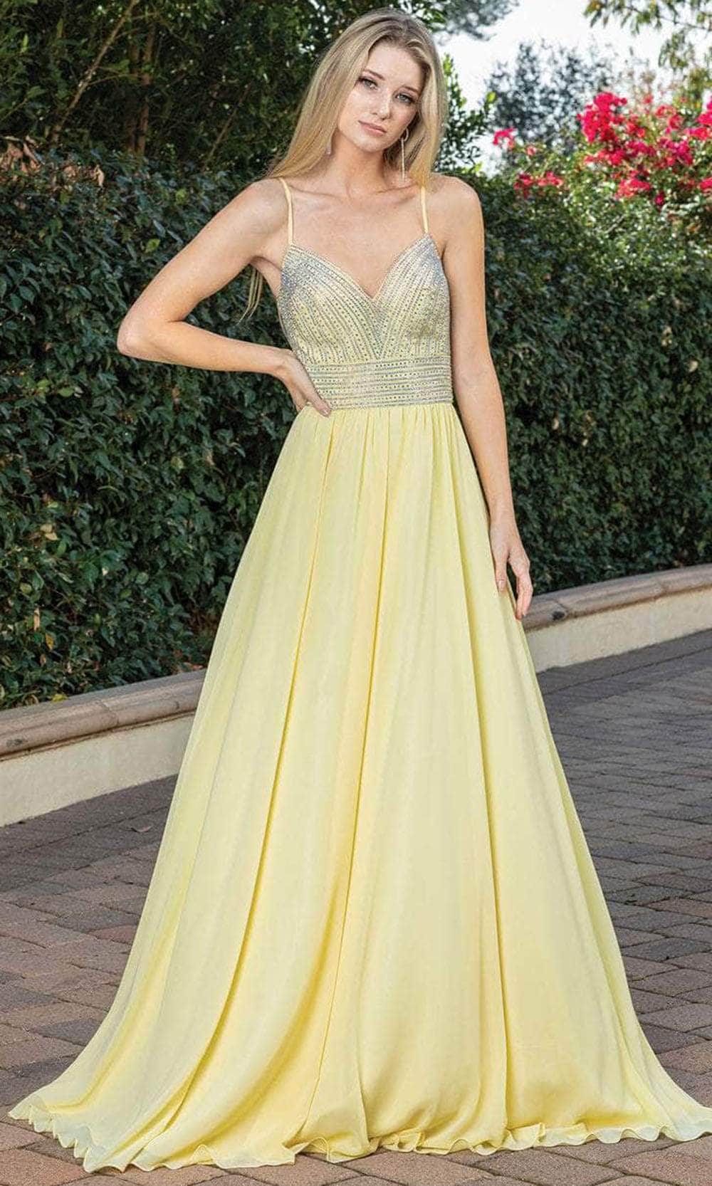 Dancing Queen 4277 - Sleeveless A-Line Prom Dress Special Occasion Dress XS / Yellow