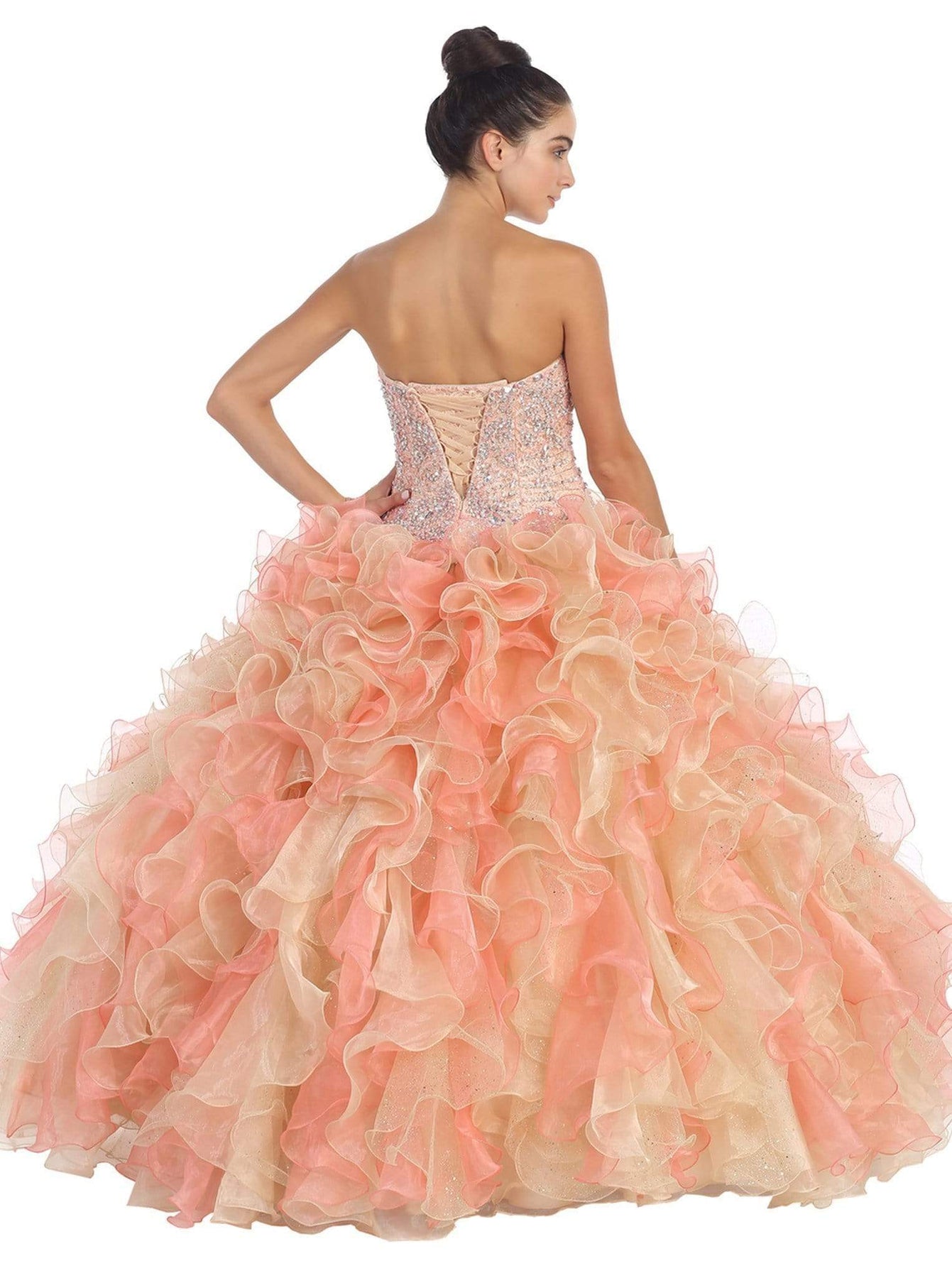 Dancing Queen - 8947 Shimmering Strapless Ruffled Quinceanera Ballgown Special Occasion Dress