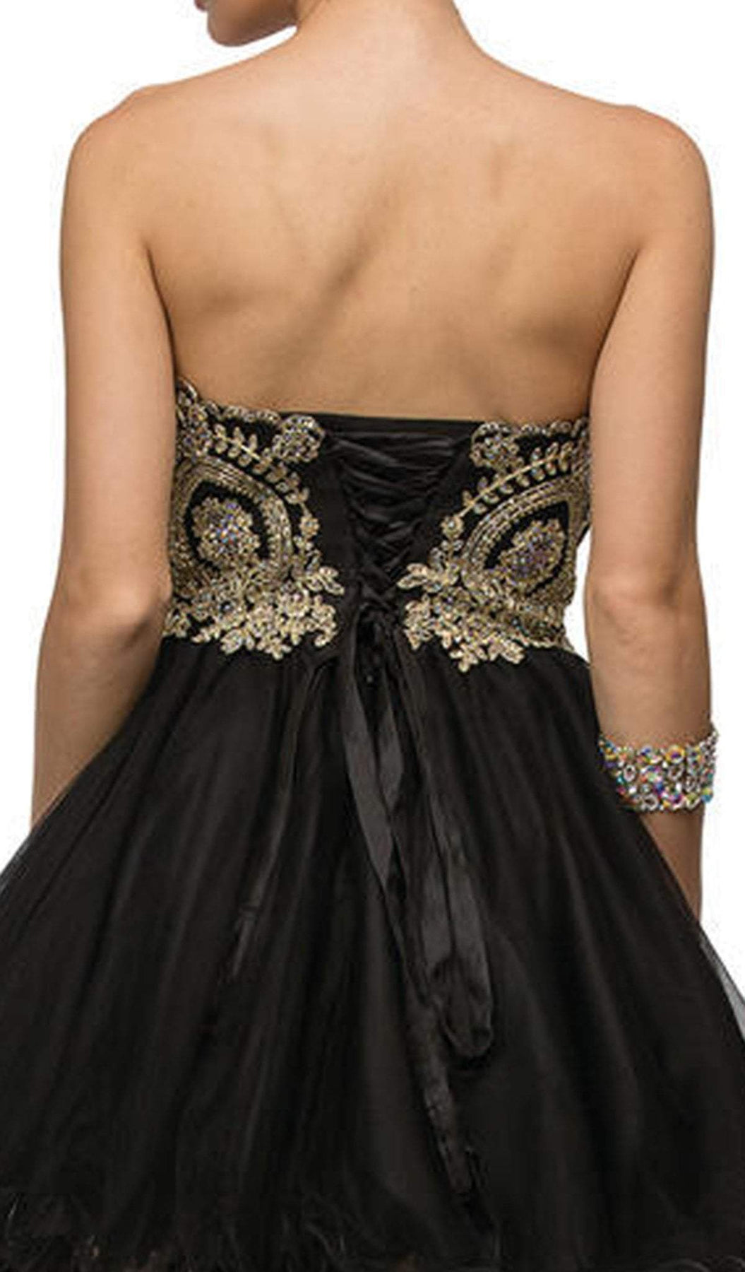 Dancing Queen - 9100 Strapless Embroidered Corset Short Prom Dress Prom Dresses