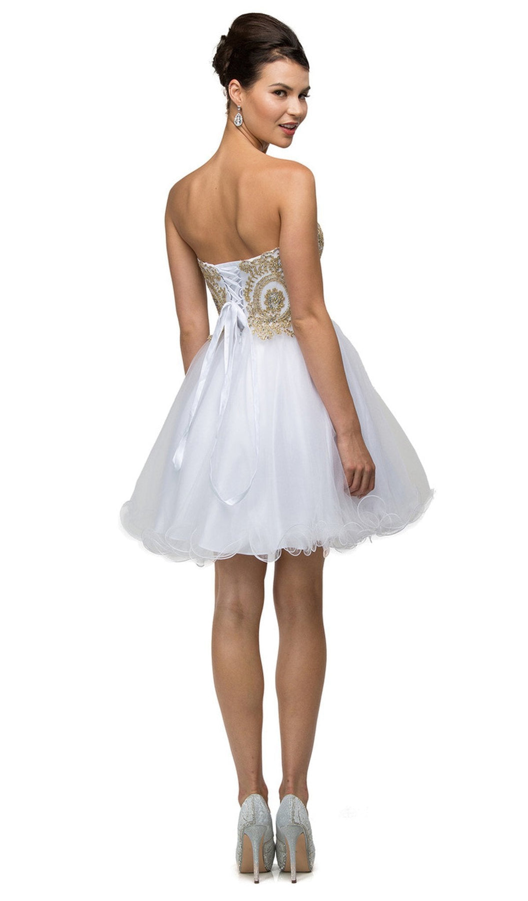 Dancing Queen - 9100 Strapless Embroidered Corset Short Prom Dress Prom Dresses