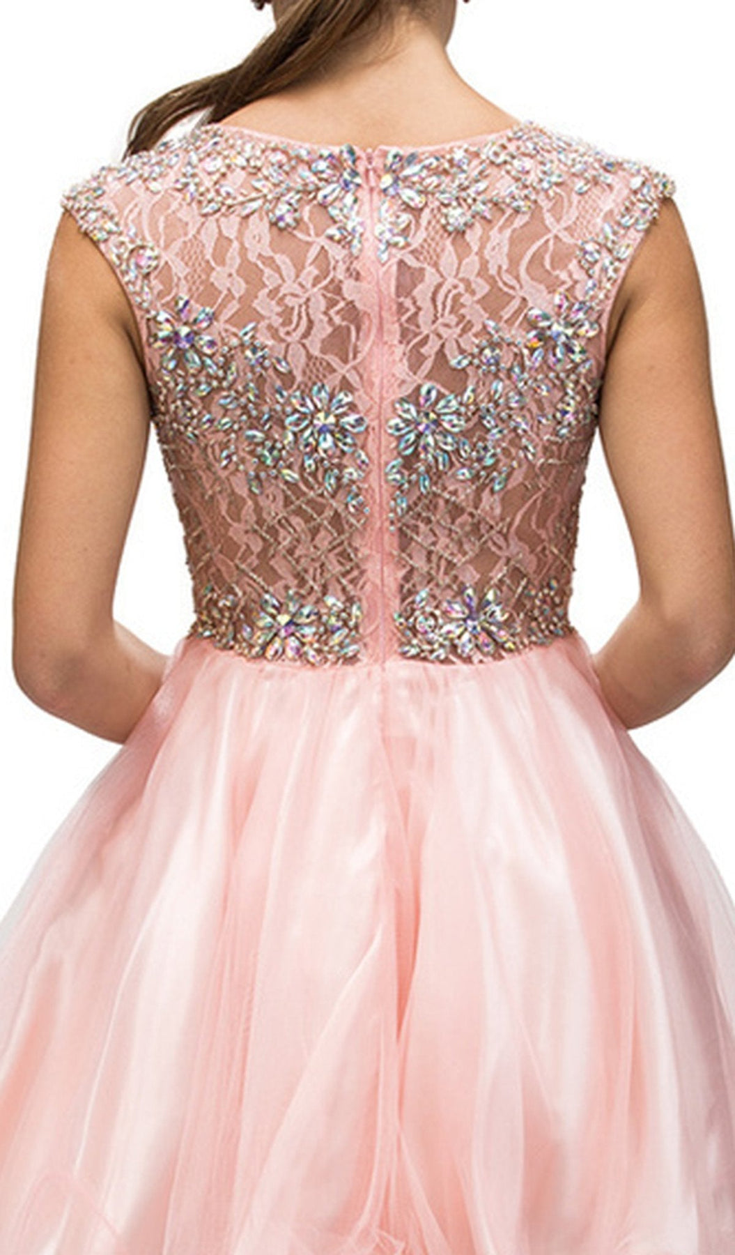 Dancing Queen - 9149 Cap Sleeve Crystal Beaded Cocktail Dress Party Dresses