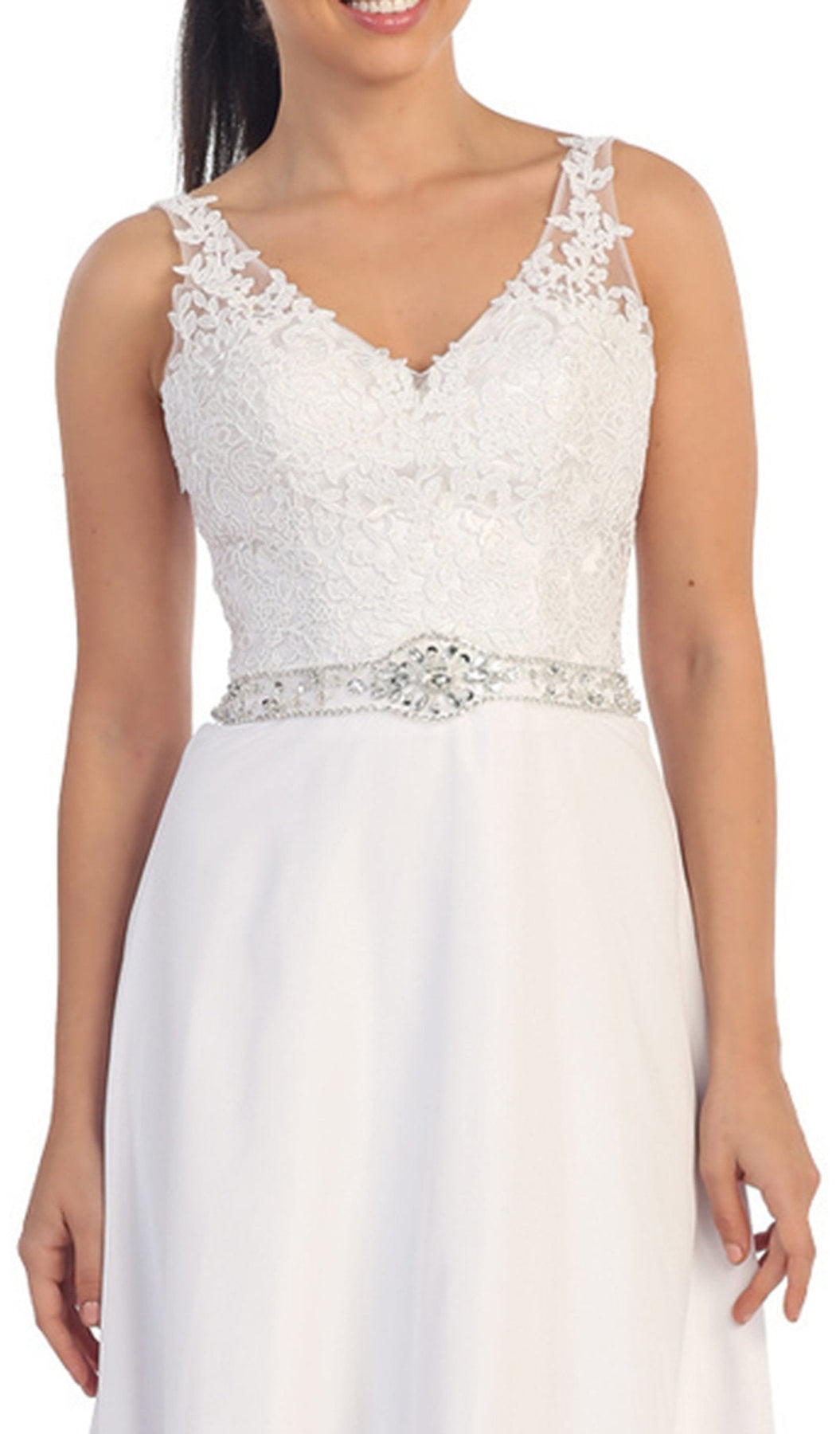 Dancing Queen - 9176 V-neck Lace Evening Gown Evening Dresses
