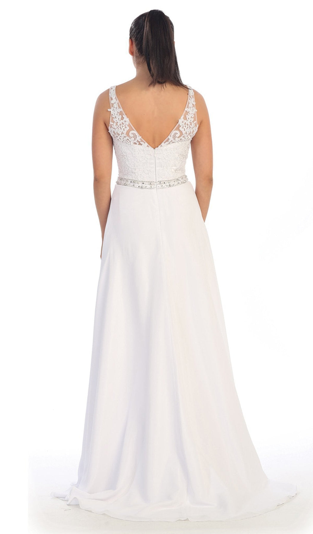 Dancing Queen - 9176 V-neck Lace Evening Gown Evening Dresses