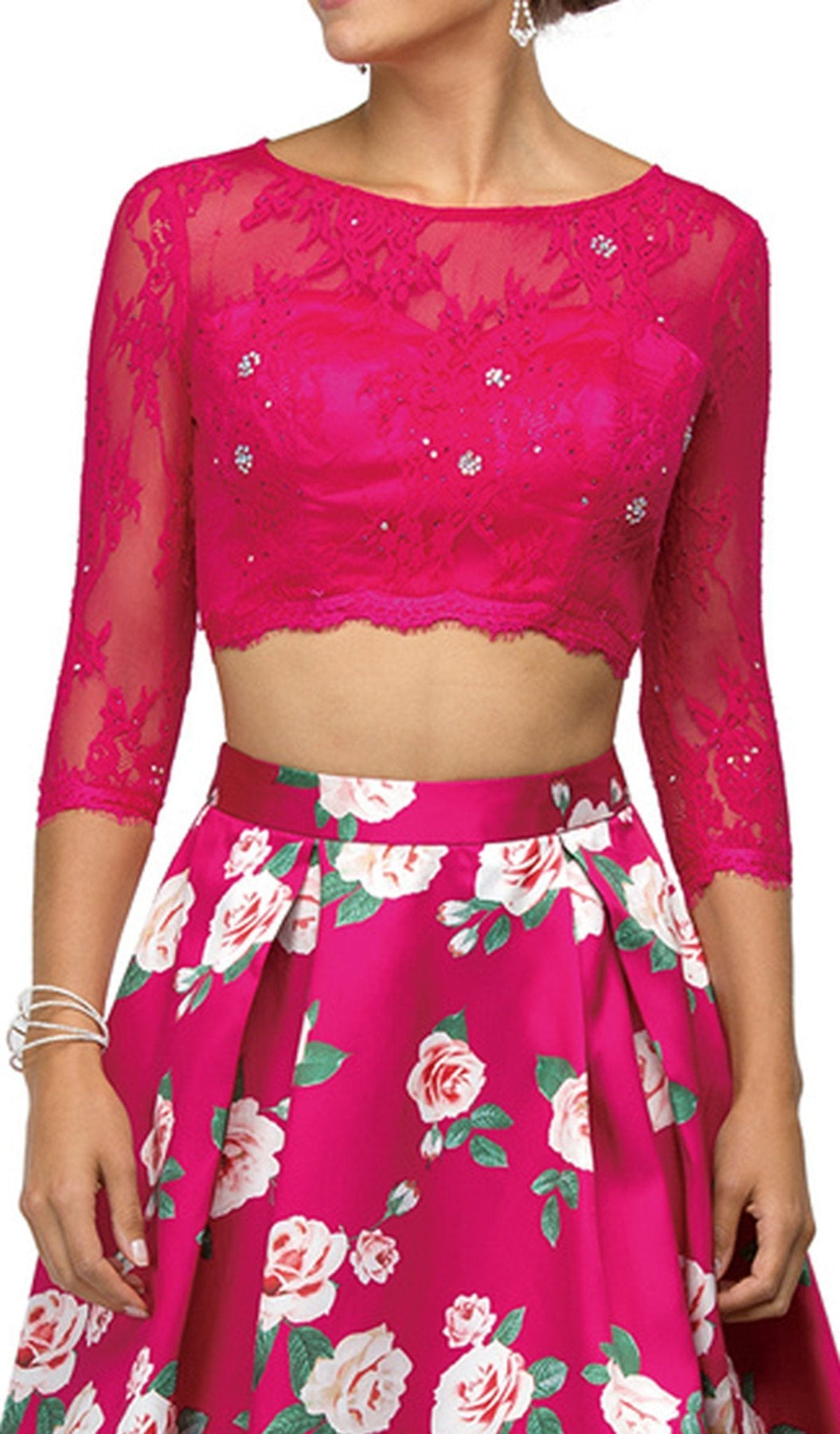 Dancing Queen - 9452 Embellished Two Piece  Floral Print Prom Dress Special Occasion Dress
