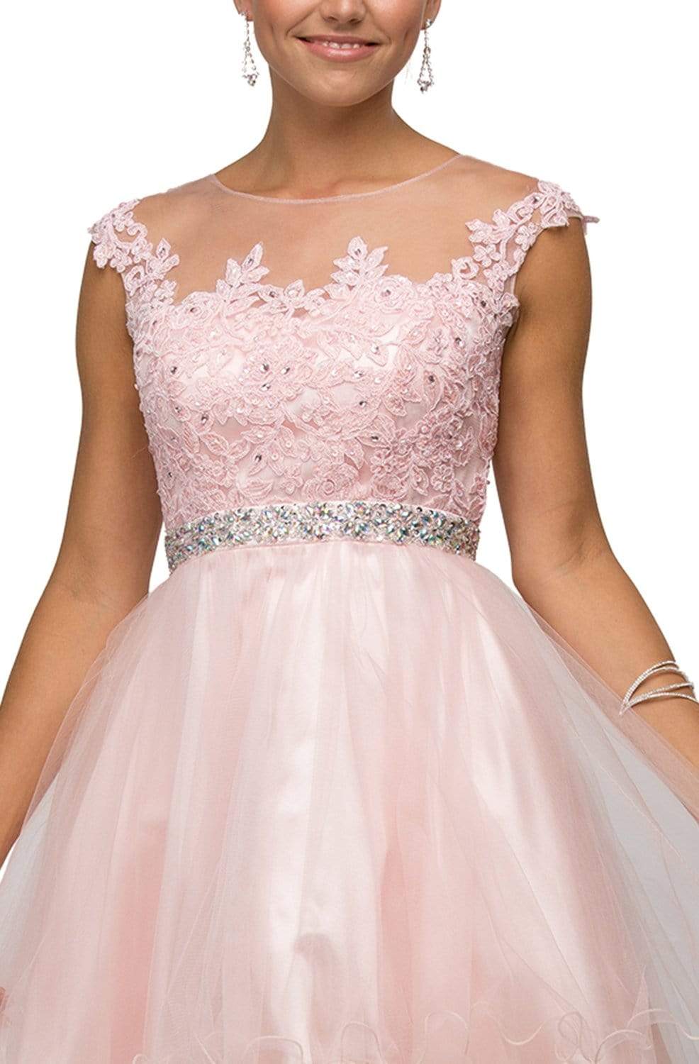 Dancing Queen - 9489 Lace Applique A-line Cocktail Dress Homecoming Dresses