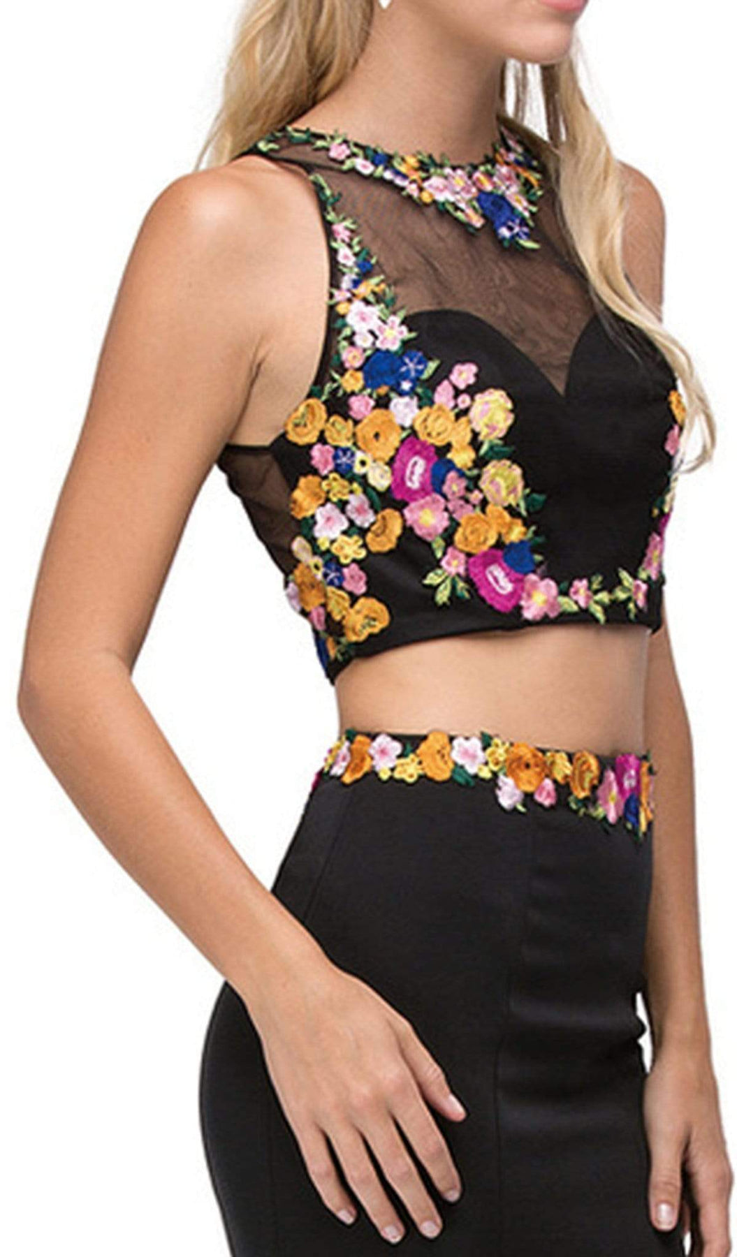 Dancing Queen - 9778 Floral Embroidered Two-piece Mermaid Prom Dress Prom Dresses