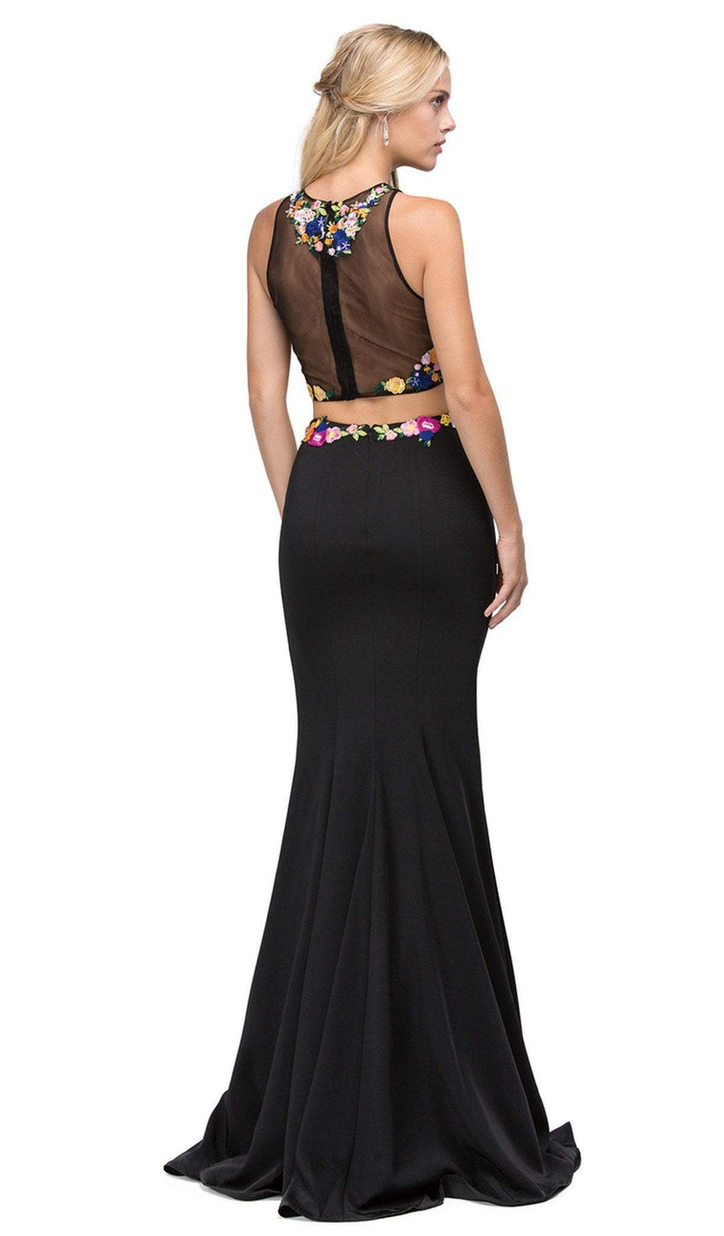 Dancing Queen - 9778 Floral Embroidered Two-piece Mermaid Prom Dress Prom Dresses