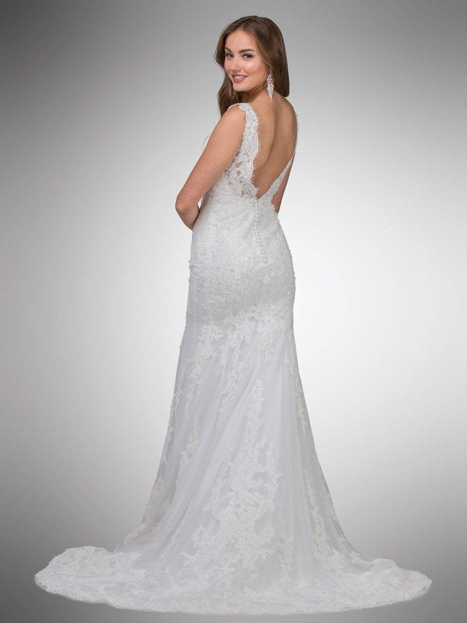 Dancing Queen Bridal - 20 Deep V Back Lace Wedding Dress Bridal Dresses