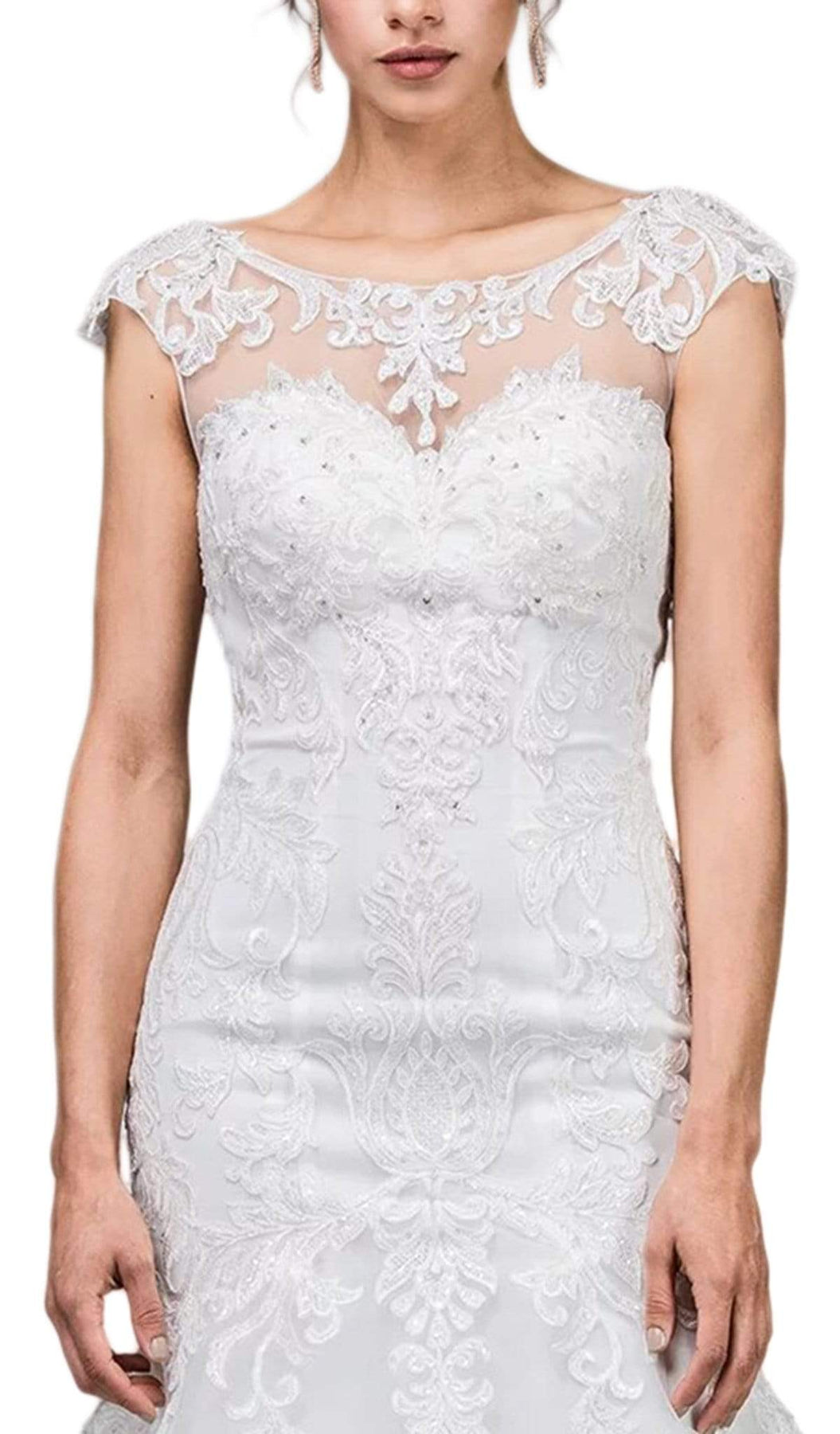 Dancing Queen Bridal - 58 Lace Applique Bateau Trumpet Gown Special Occasion Dress