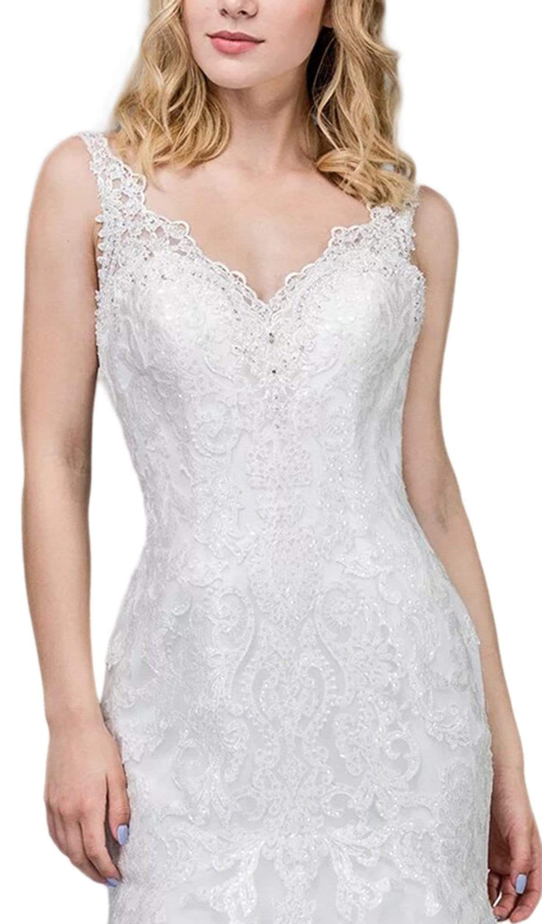 Dancing Queen Bridal - 68 Applique V-neck Trumpet Gown With Train Special Occasion Dress