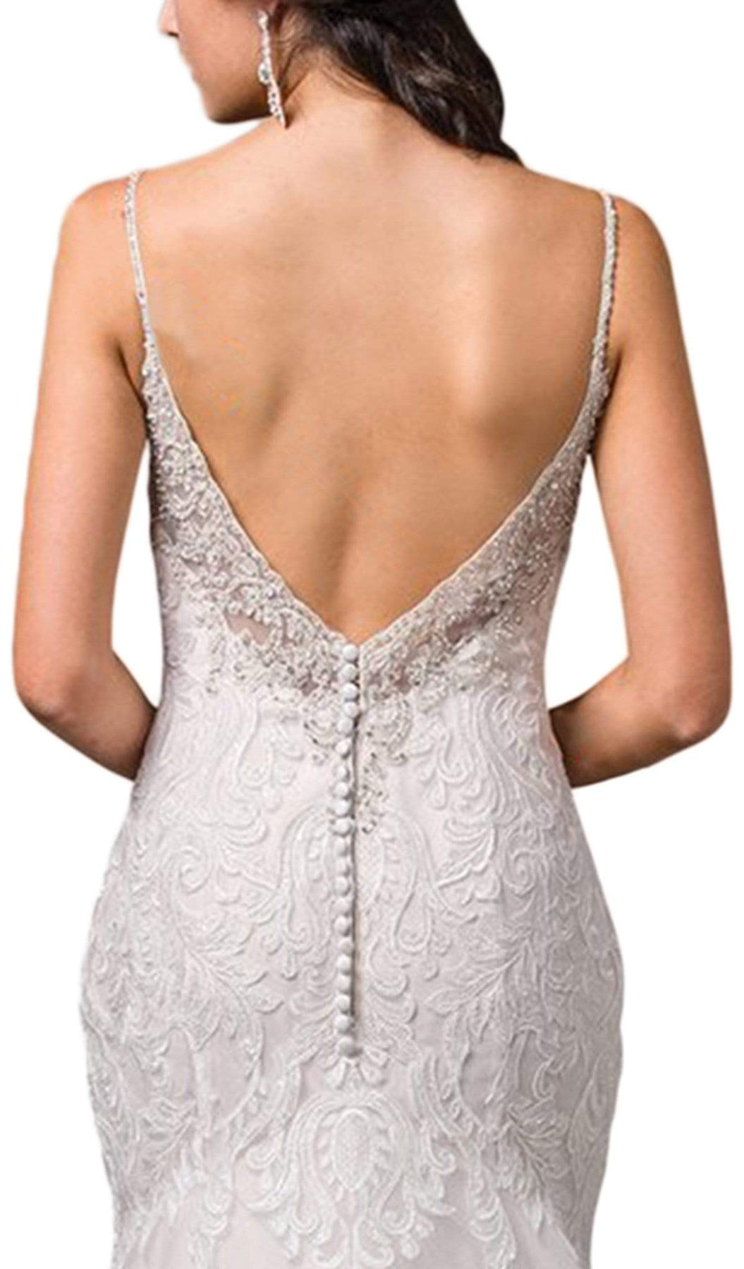 Dancing Queen Bridal - 82 Embroidered V-Neck Trumpet Wedding Dress Special Occasion Dress