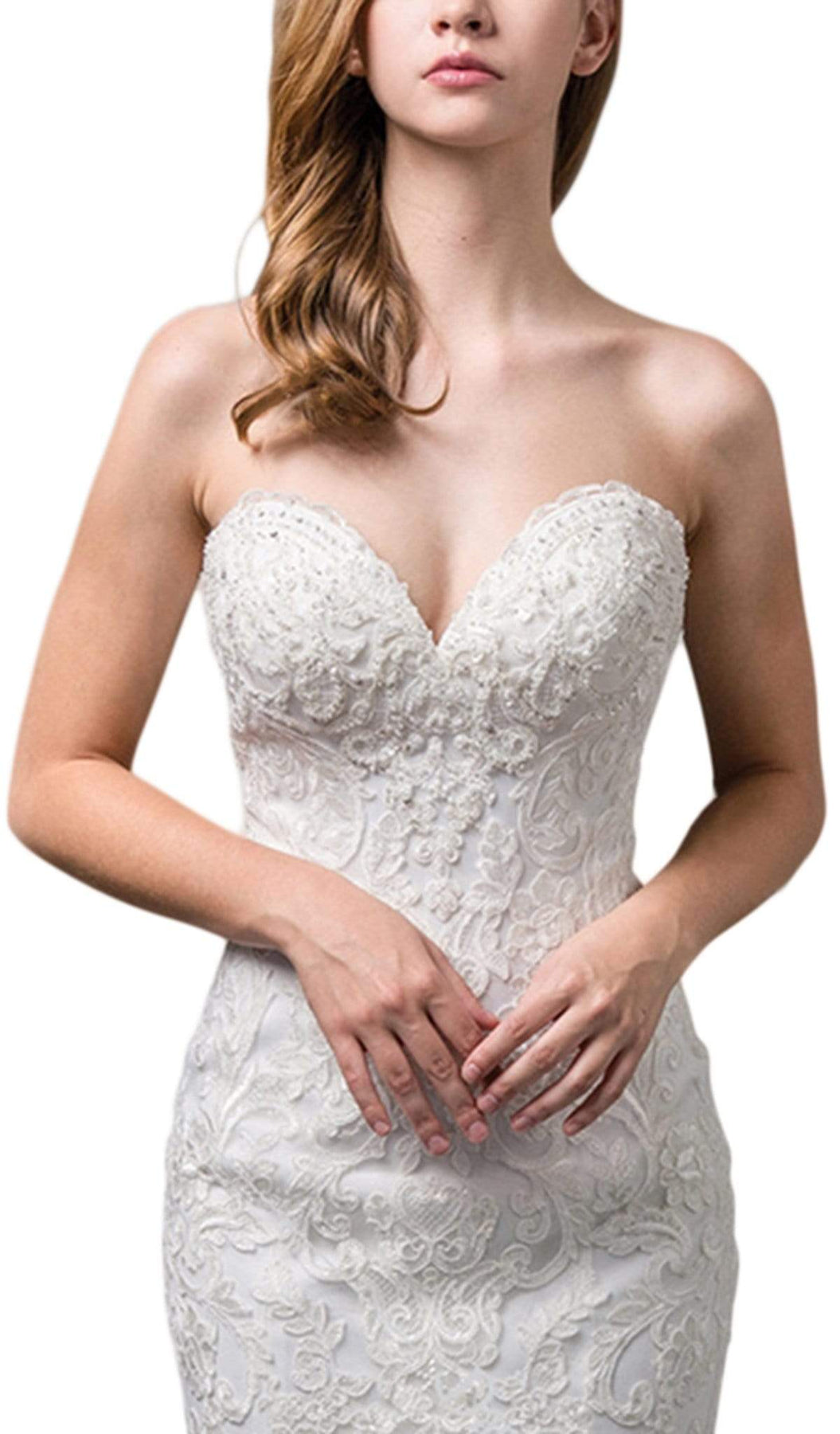 Dancing Queen Bridal - 83 Strapless Embroidered Sweetheart Mermaid Gown Special Occasion Dress