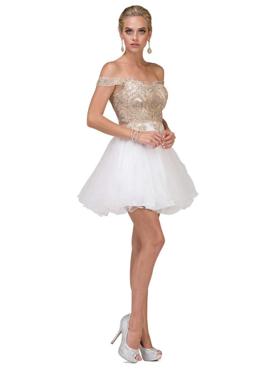 Dancing Queen Off Shoulder Embellished Cocktail Dress 2130 - 1 pc Black In Size L Available CCSALE