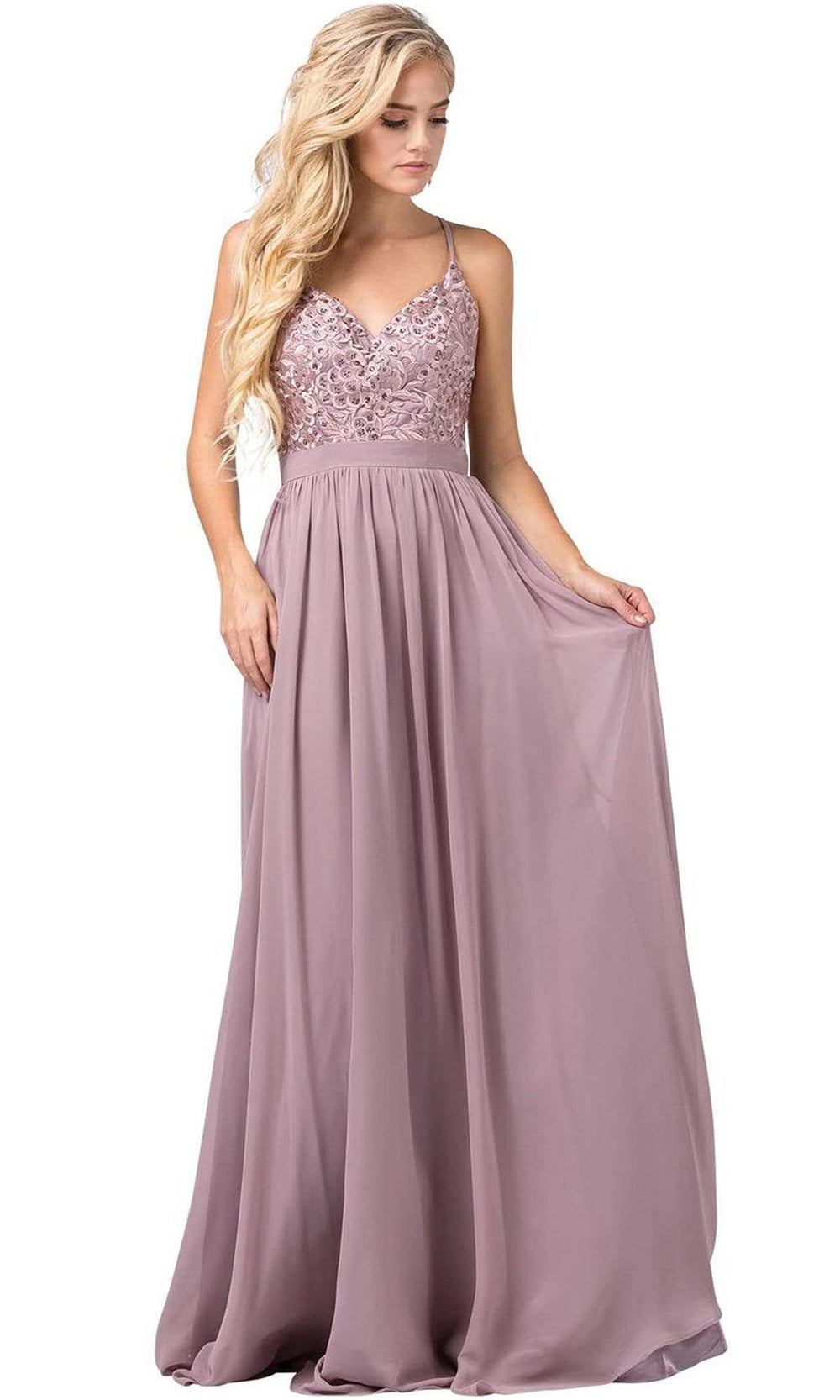 Dancing Queen - Spaghetti Strap Embroidered A-line Dress 2571 - 1 pc Mocha In Size XS Available CCSALE XS / Mocha