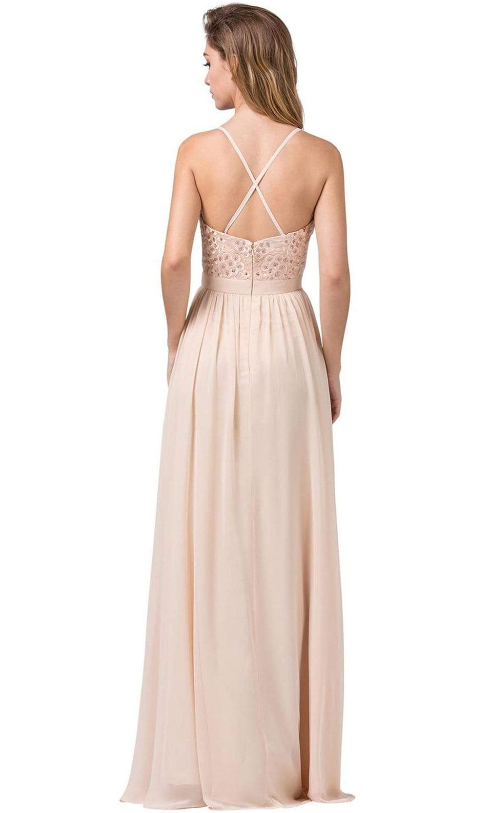 Dancing Queen - Spaghetti Strap Embroidered A-line Dress 2571 - 1 pc Mocha In Size XS Available CCSALE XS / Pink