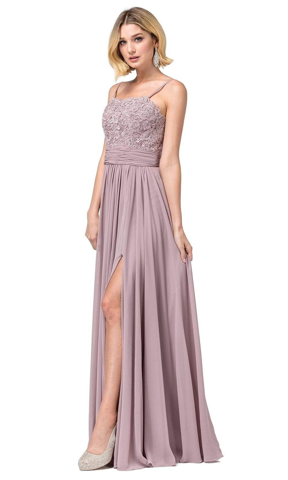 Dancing Queen - Spaghetti Strap Lace Embroidered Dress 2789 - 1 pc Mocha In Size XS Available CCSALE XS / Mocha
