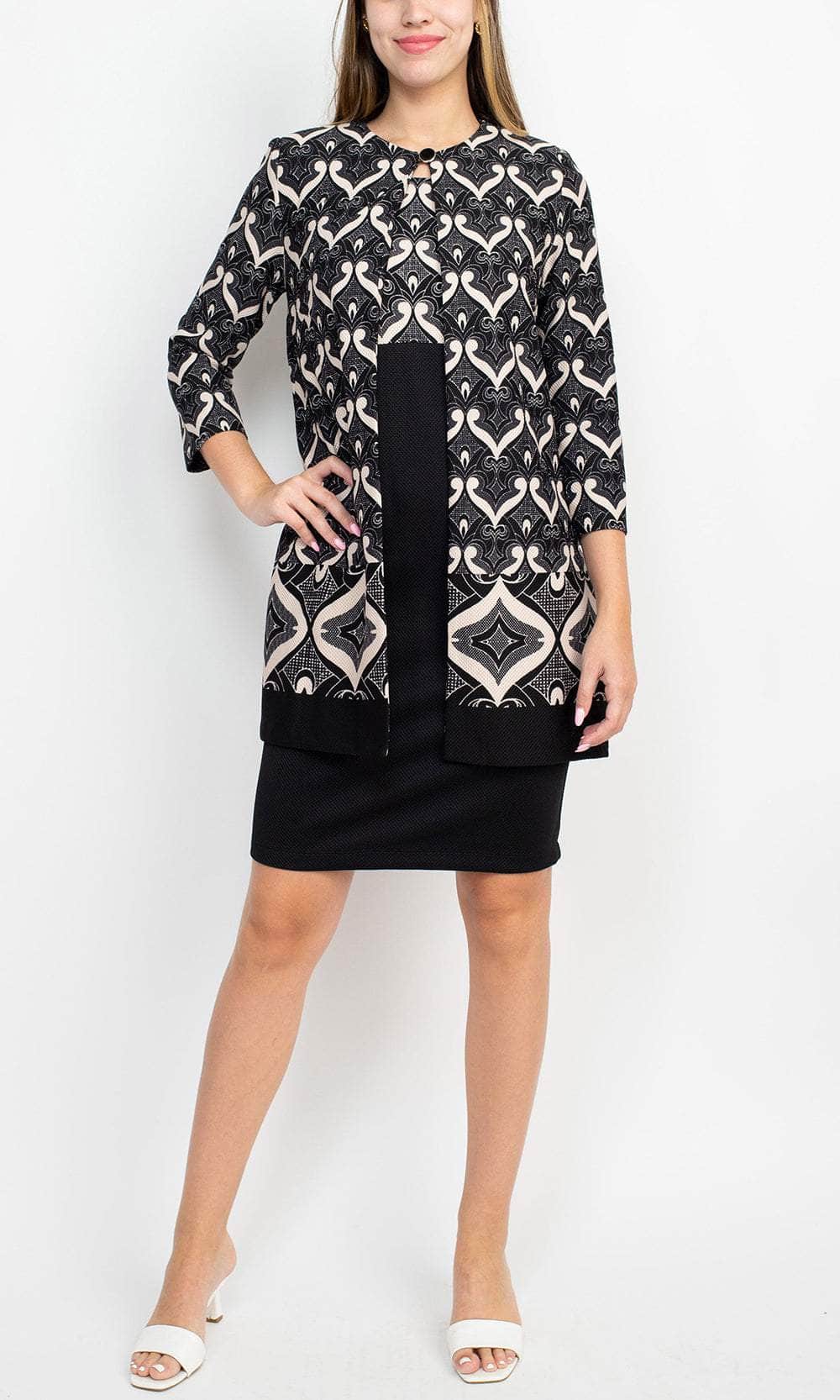 Danny & Nicole 27144M - Knee-Length Knit Sheath Dress - Jacket, Sleeveless, Back Zipper Closure ADASA Danny & Nicole 27144M - Knee-Length Knit Sheath Dress - Jacket, Sleeveless, Back Zipper Closure ADASA