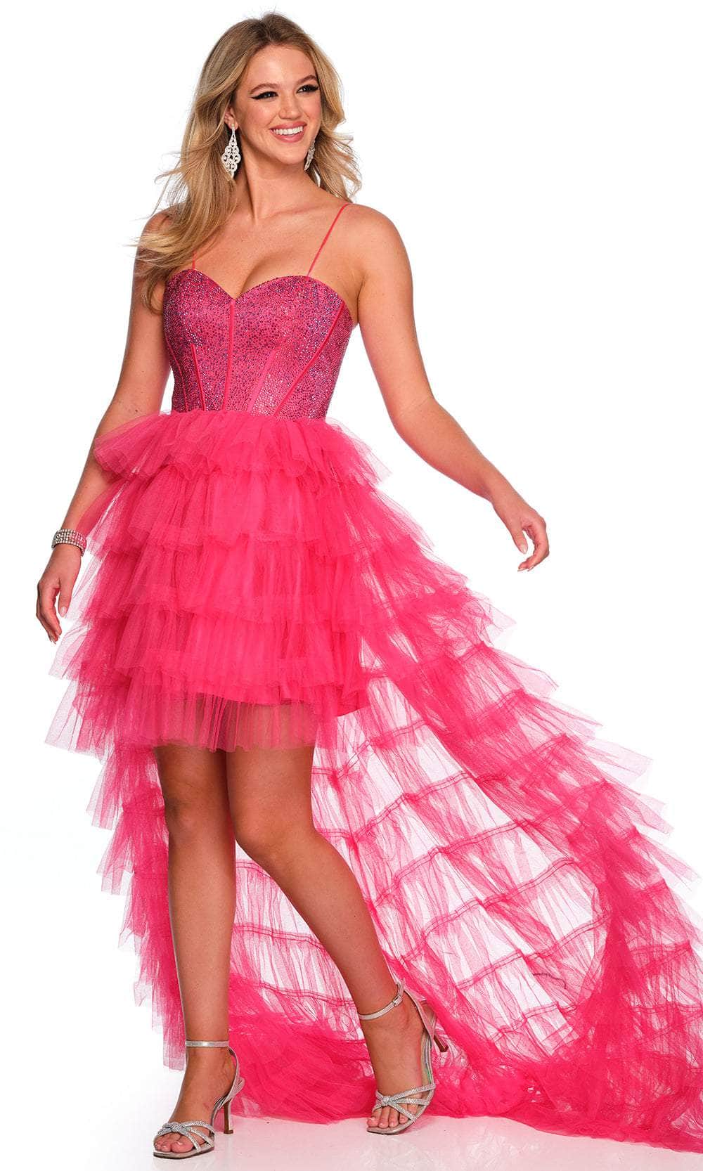 Dave & Johnny 11174 - Tiered A-Line Prom Gown Special Occasion Dress 00 /  Fuschia Pink