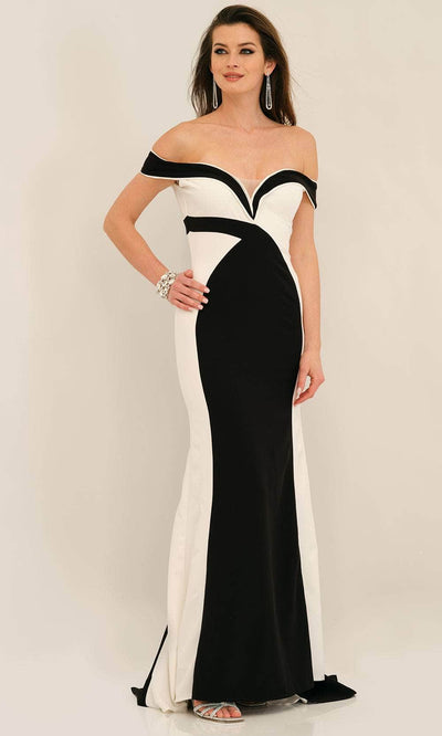 Dave & Johnny 11295 - Deep Sweetheart Prom Gown Special Occasion Dress 00 /  Black/White