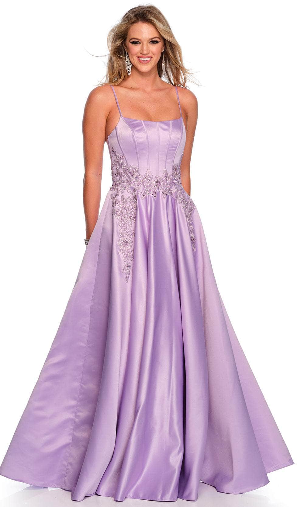 Dave & Johnny 11338 - Spaghetti Strap Satin Prom Gown Special Occasion Dress 00 /  Lilac