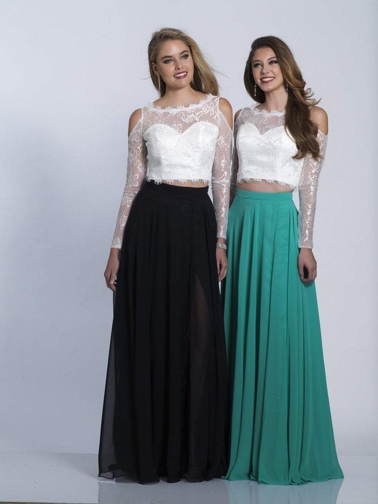 Dave & Johnny Two-Piece Long Sleeve Illusion Lace Gown 3472 - 1 pc Black in Size 8 Available CCSALE 8 / Black