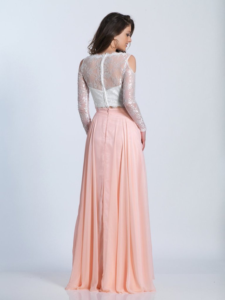 Dave & Johnny Two-Piece Long Sleeve Illusion Lace Gown 3472 - 1 pc Black in Size 8 Available CCSALE 8 / Black