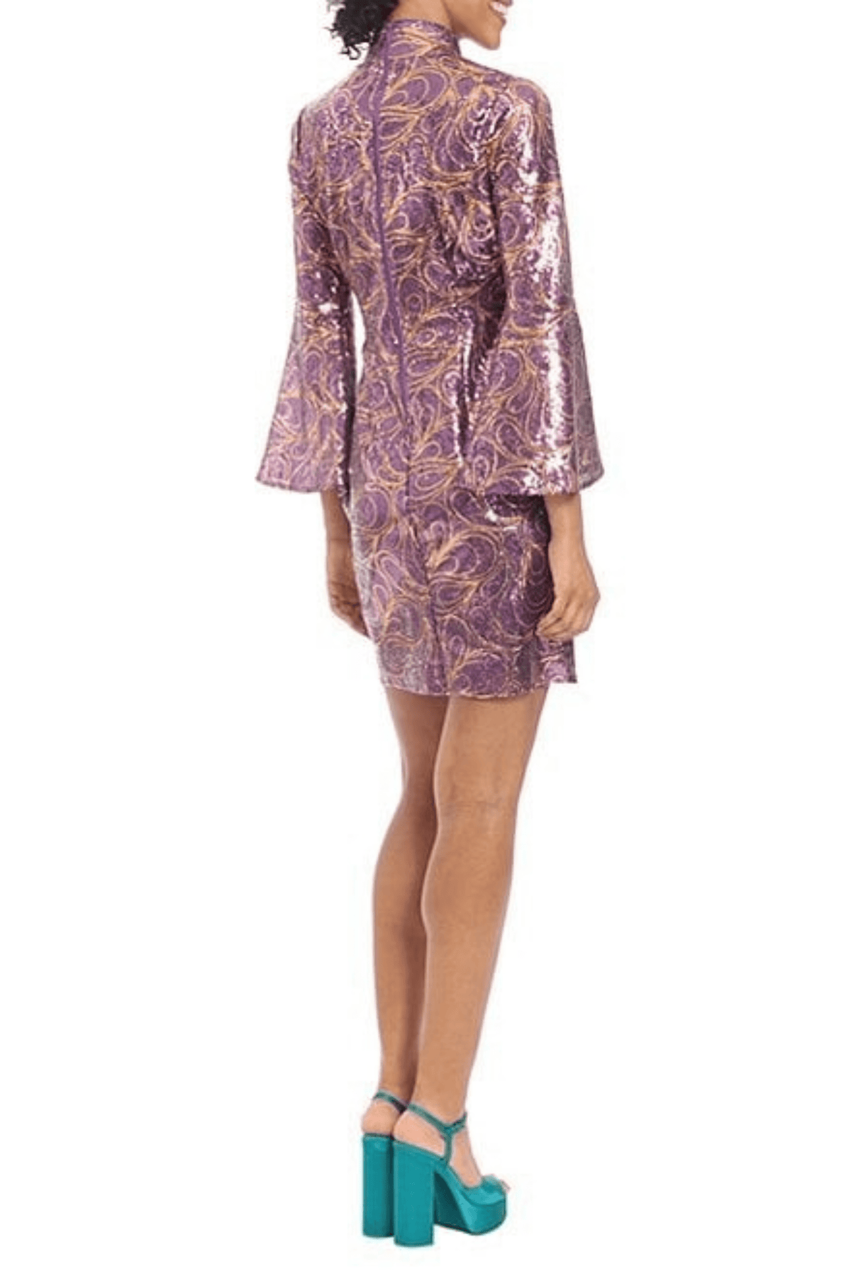 Donna Morgan D8153M - Swirl Sequined High Neck Cocktail Dress Special Occasion Dresses