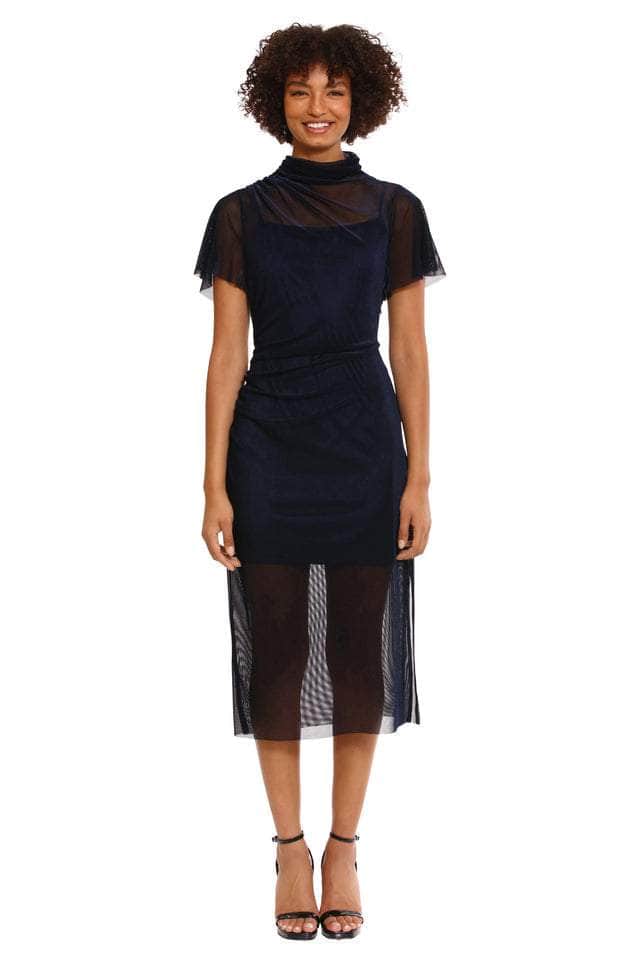 Donna Morgan D9159M - Ruched Illusion High Neck Evening Dress Special Occasion Dresses