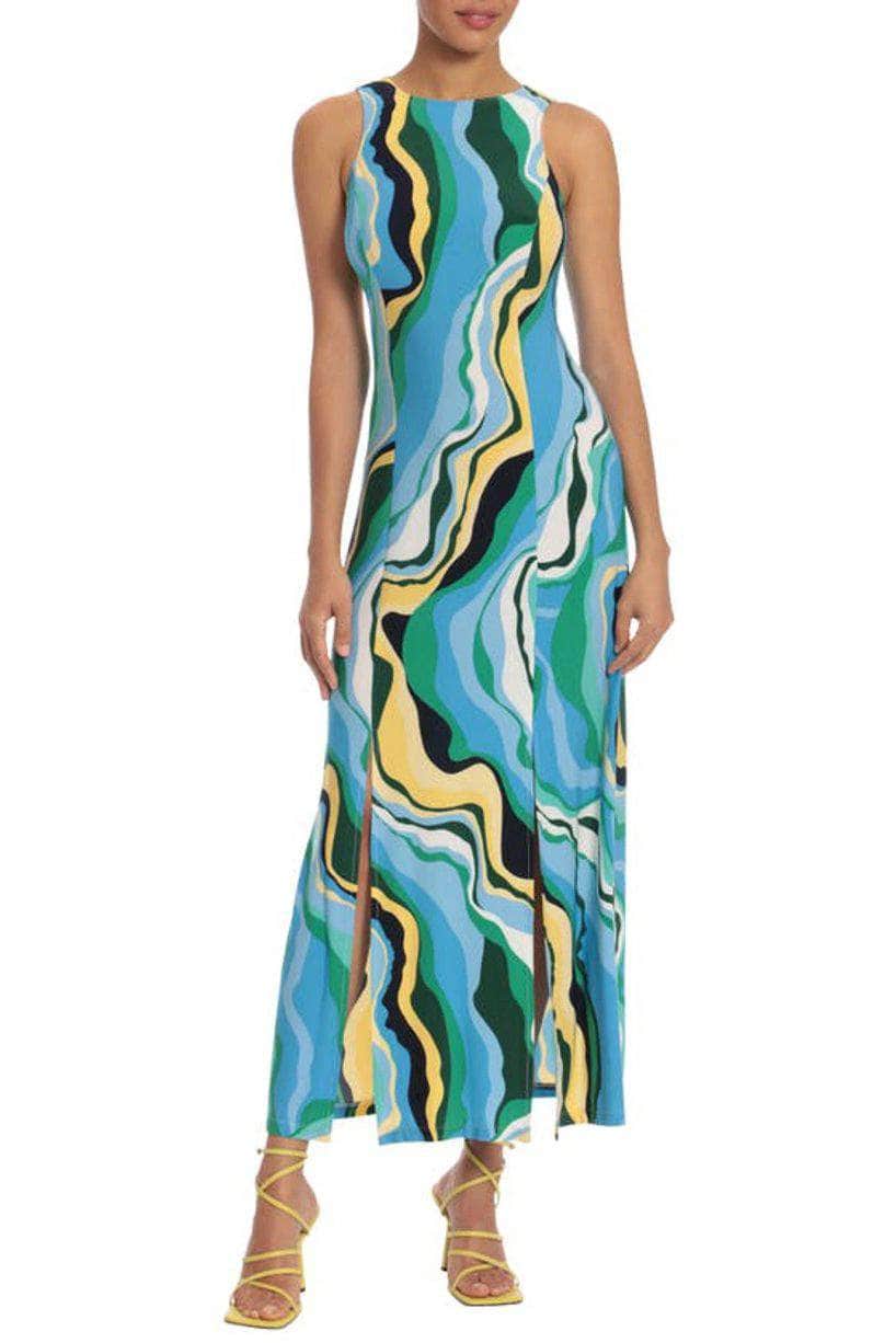 Donna Morgan Riviera Swirl Print Maxi Dress in Soft White/Blue at Nordstrom Rack, Size 4 Donna Morgan Riviera Swirl Print Maxi Dress in Soft White/Blue at Nordstrom Rack, Size 4