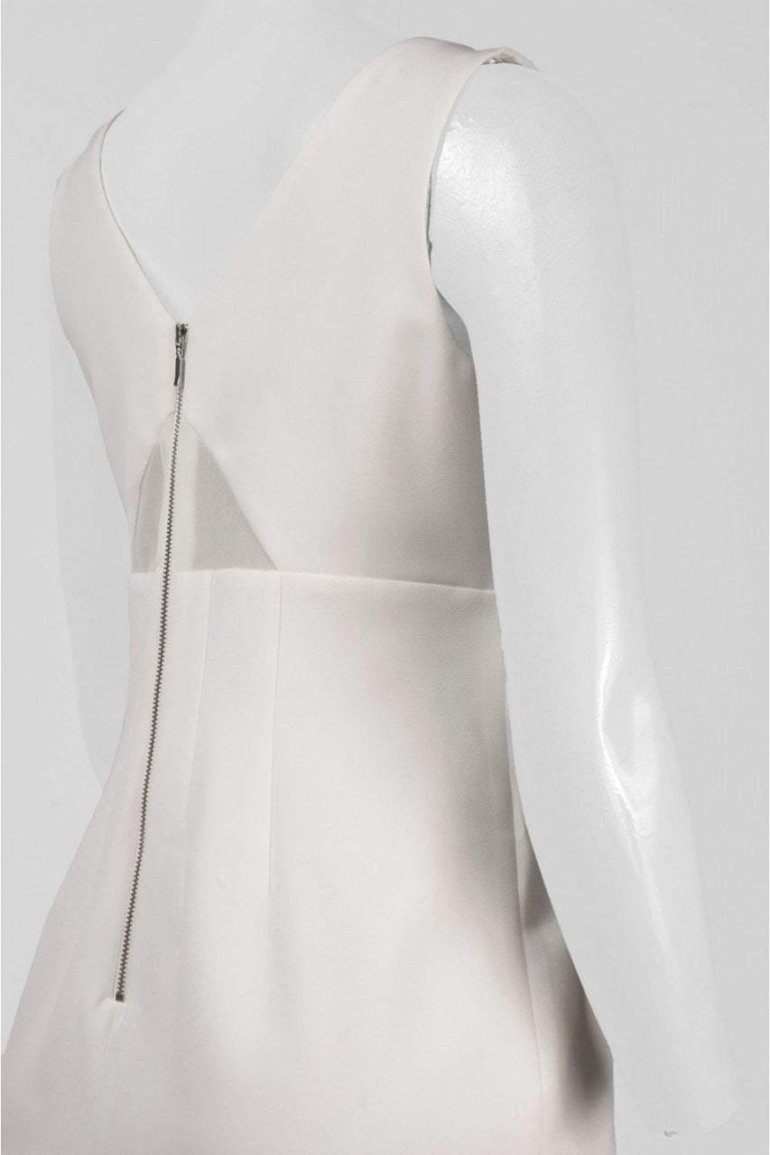 Donna Morgan - D4087M Sleeveless V Neck Sheath Midi Dress in White