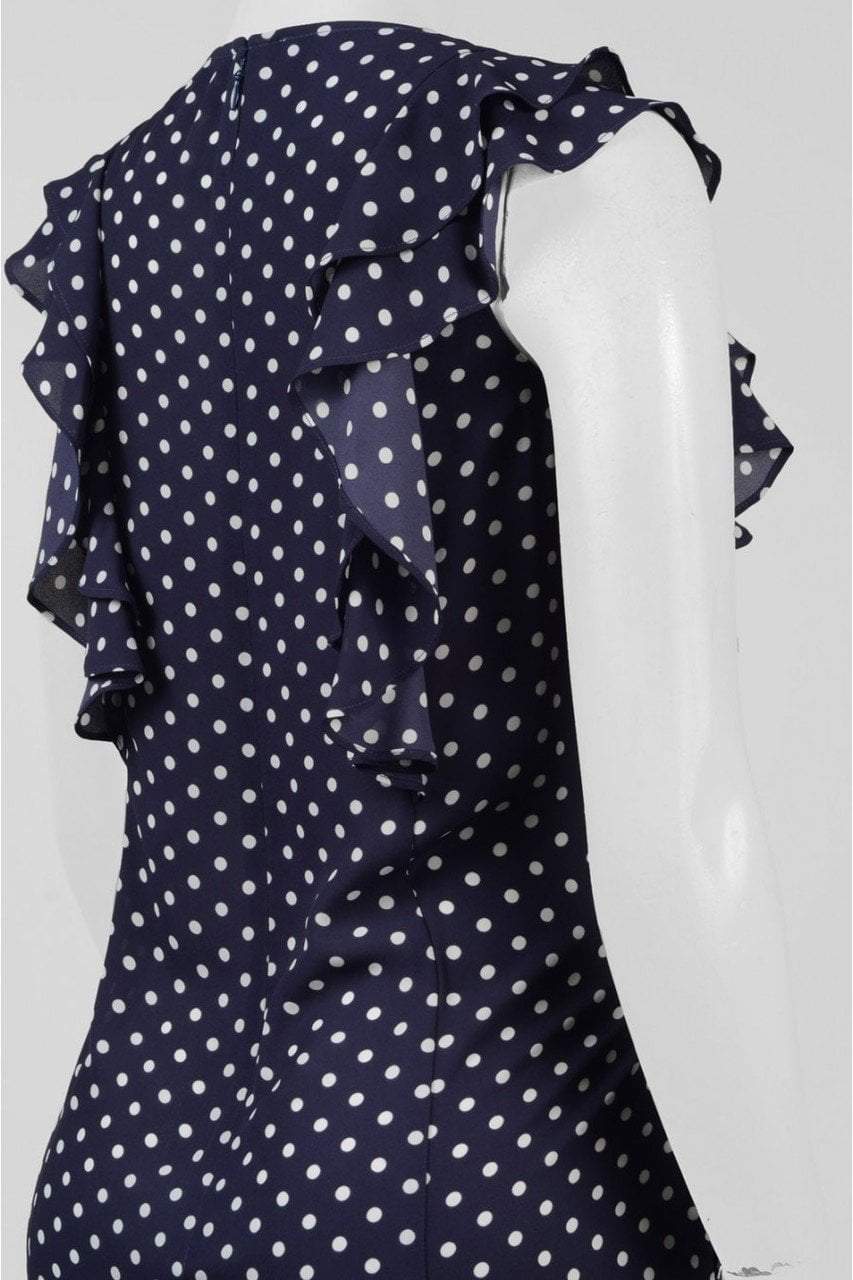 Donna Morgan - D5246M Chiffon Bateau A-line Dress in Blue