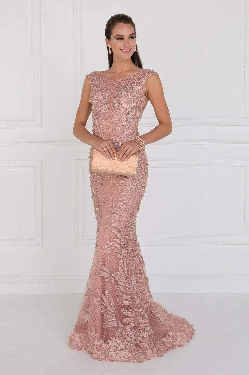 Elizabeth K Bridal - GL1534 Cap Sleeve Foliage Ornate Lattice Mermaid Gown Wedding Dresses
