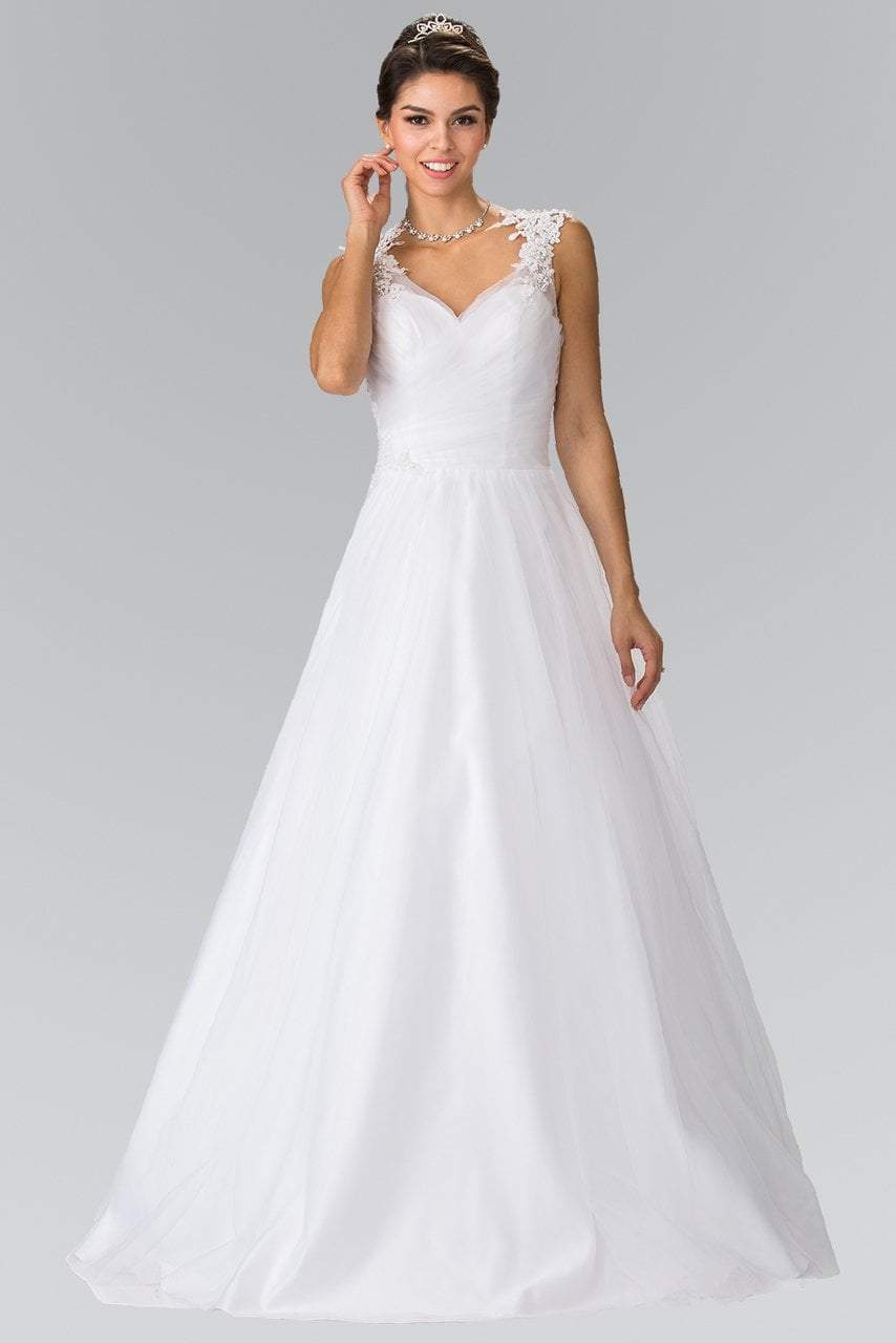 Elizabeth K Bridal - GL2202 Embroidered Ruched Bridal Dress Special Occasion Dress XS / White