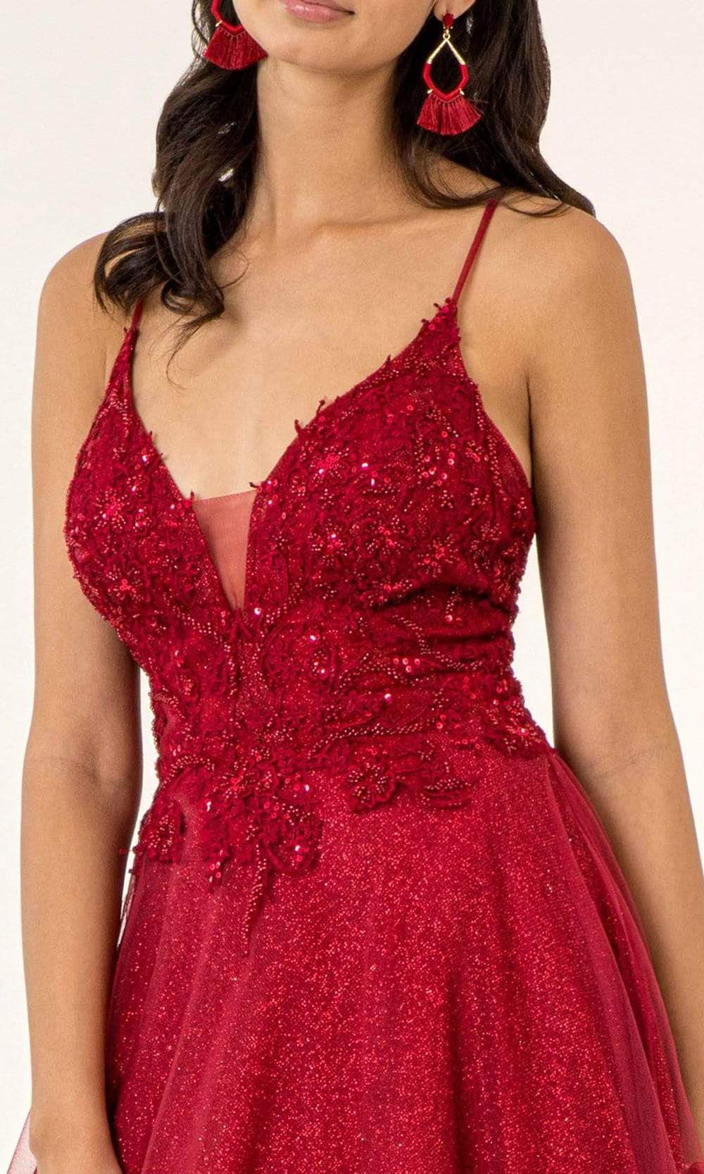 Elizabeth K - GL1917 Beaded Floral Embroidery Bodice Glitter Mesh Gown Prom Dresses