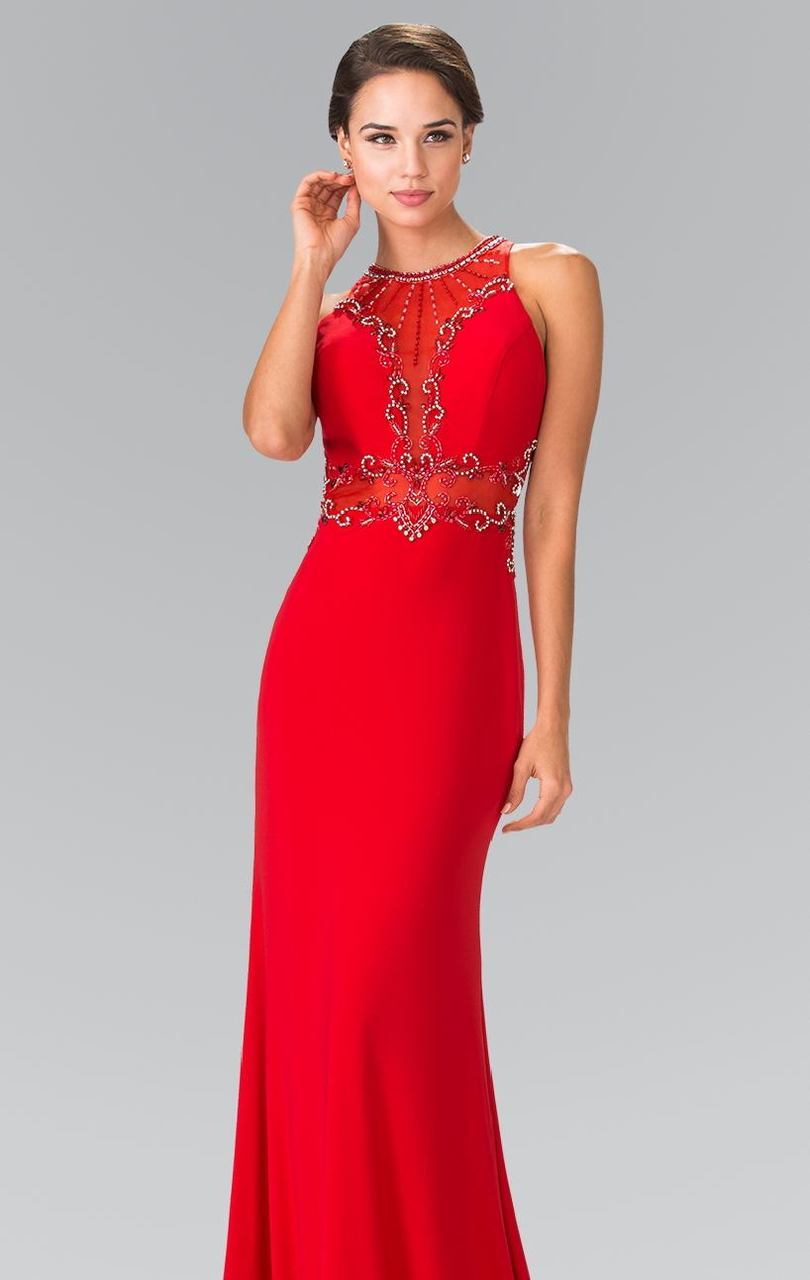Elizabeth K - GL2298 Sleeveless Sequined Long Dress Special Occasion Dress XS / Red