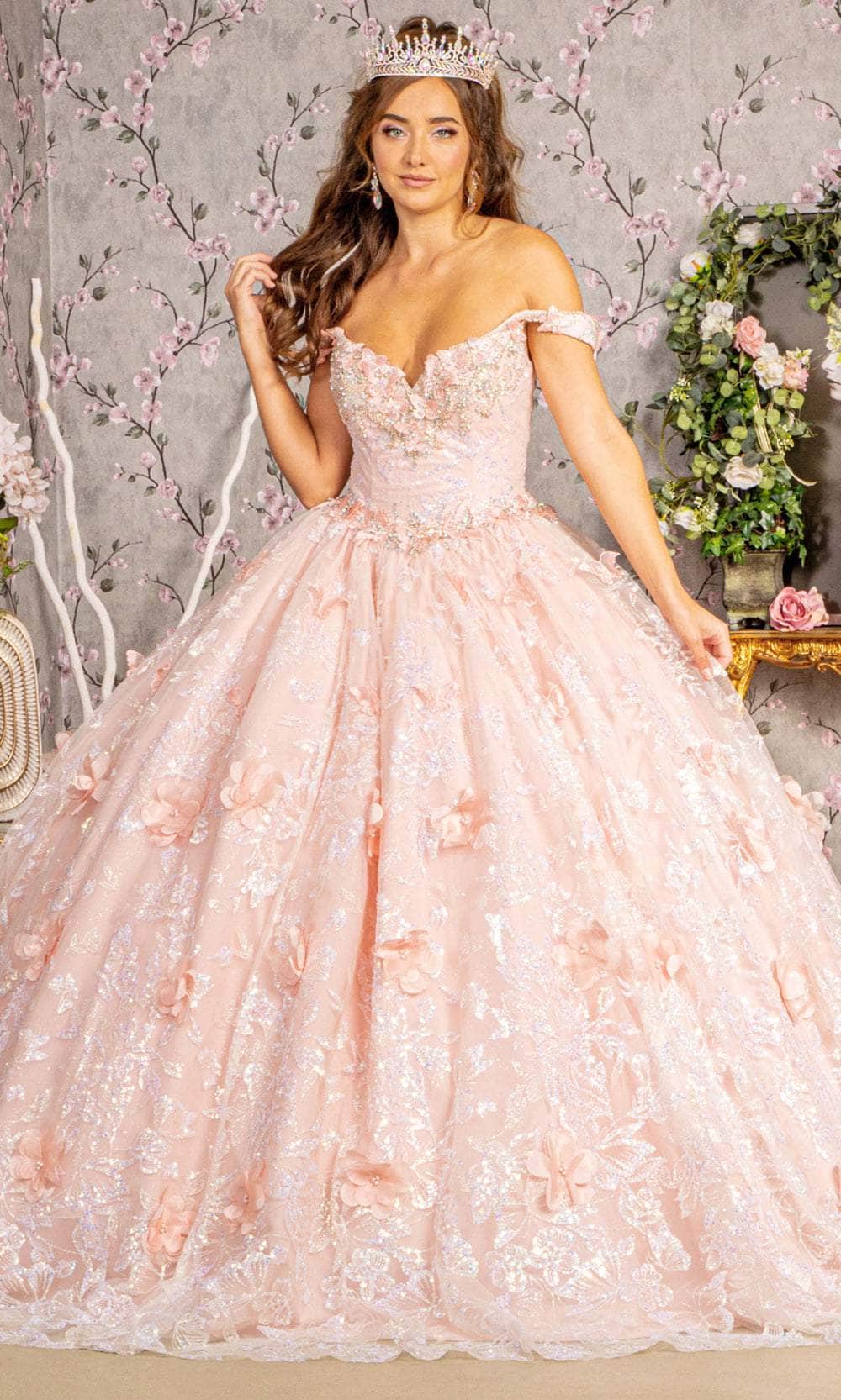 Elizabeth K GL3183 - Sequin Basque Ballgown Ball Gowns XS / Blush