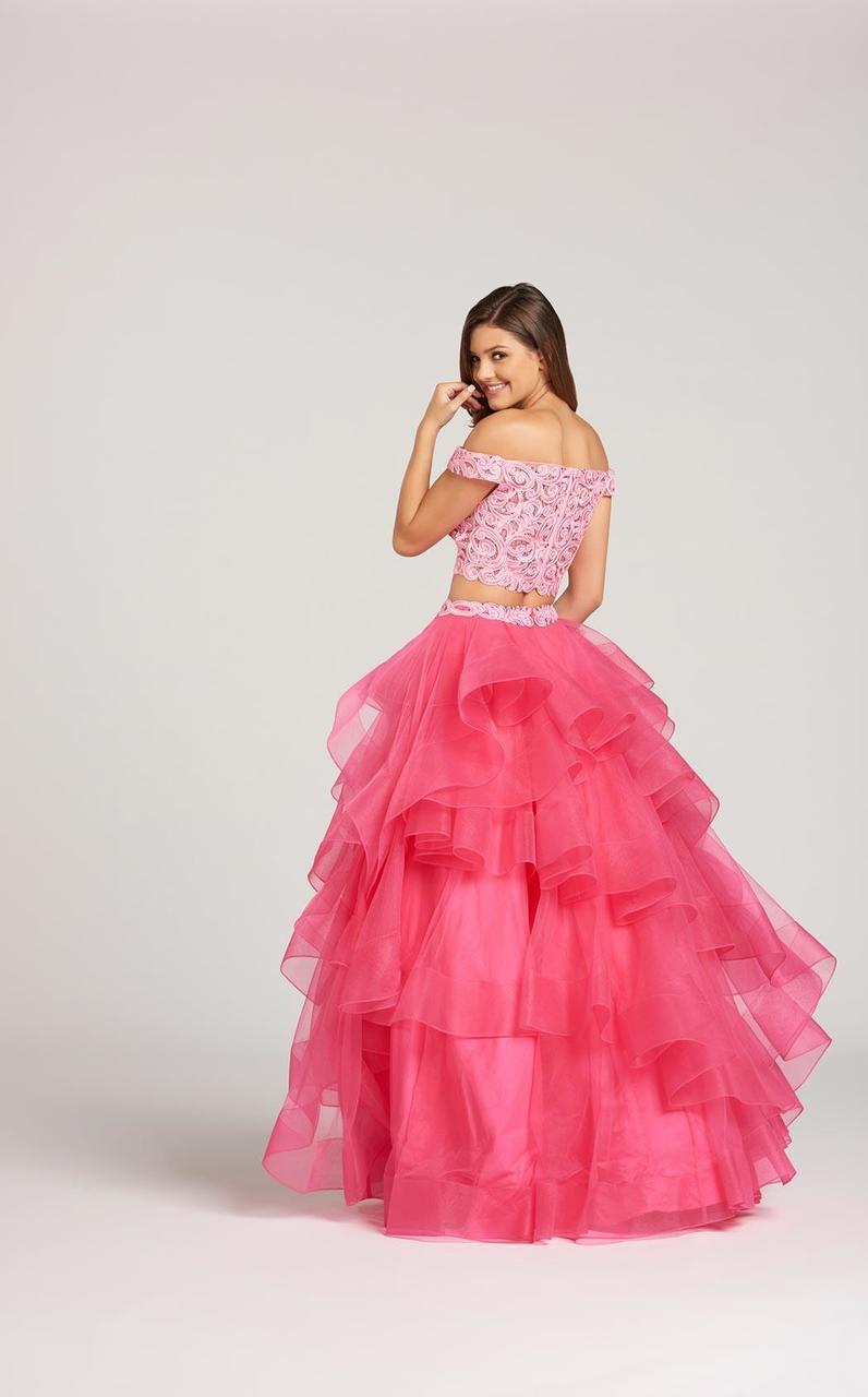 Ellie Wilde - EW118040 Two-Piece Lace Off-Shoulder Tiered A-Line Gown Special Occasion Dress