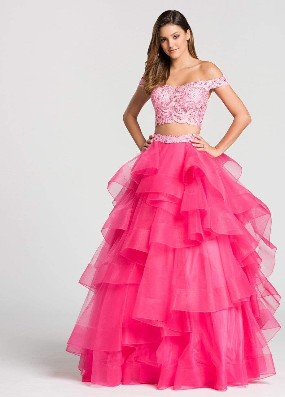 Ellie Wilde - EW118040 Two-Piece Lace Off-Shoulder Tiered A-Line Gown Special Occasion Dress