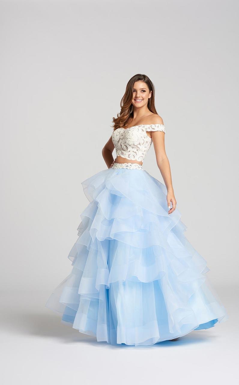 Ellie Wilde - EW118040 Two-Piece Lace Off-Shoulder Tiered A-Line Gown Special Occasion Dress
