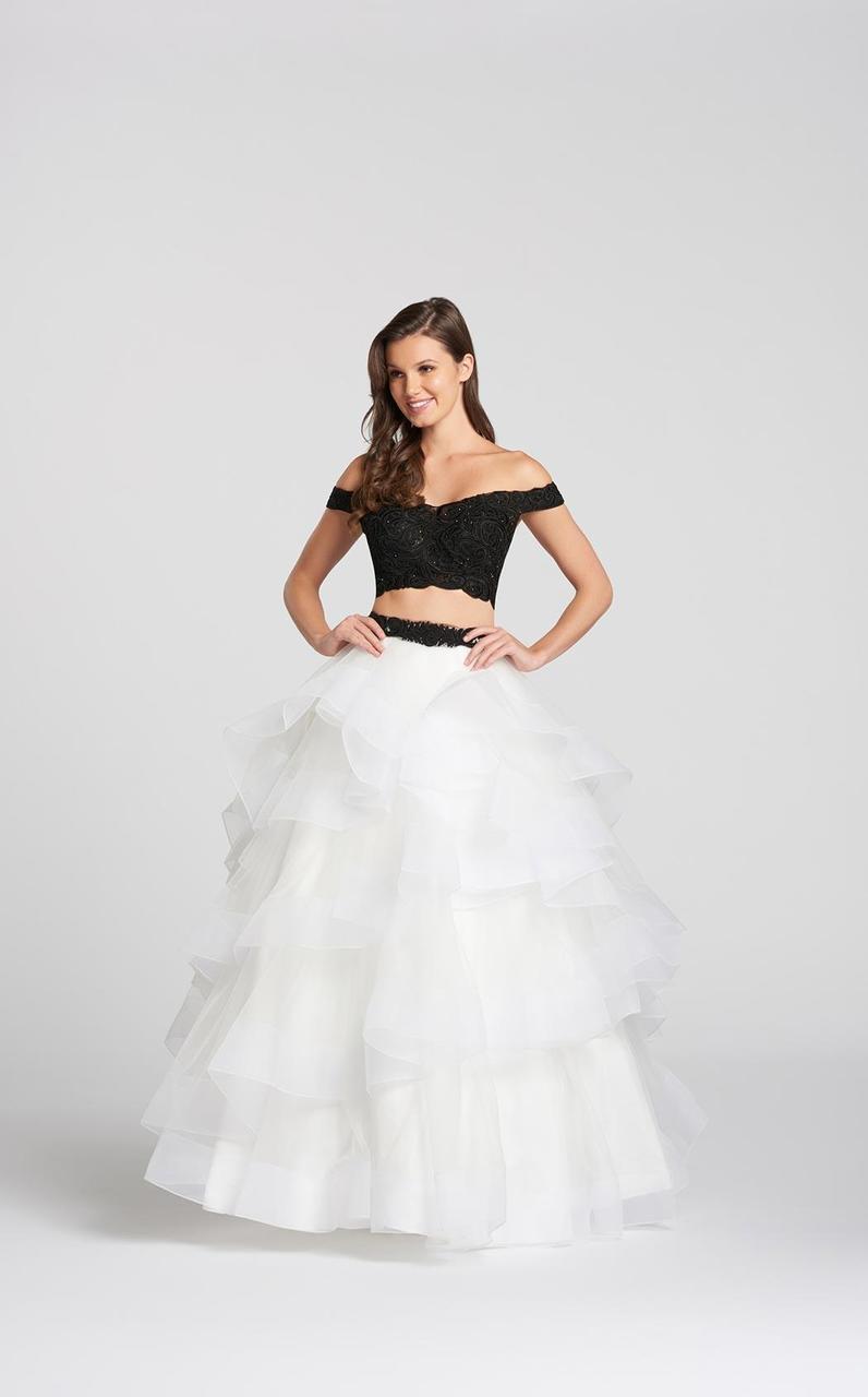 Ellie Wilde - EW118040 Two-Piece Lace Off-Shoulder Tiered A-Line Gown Special Occasion Dress