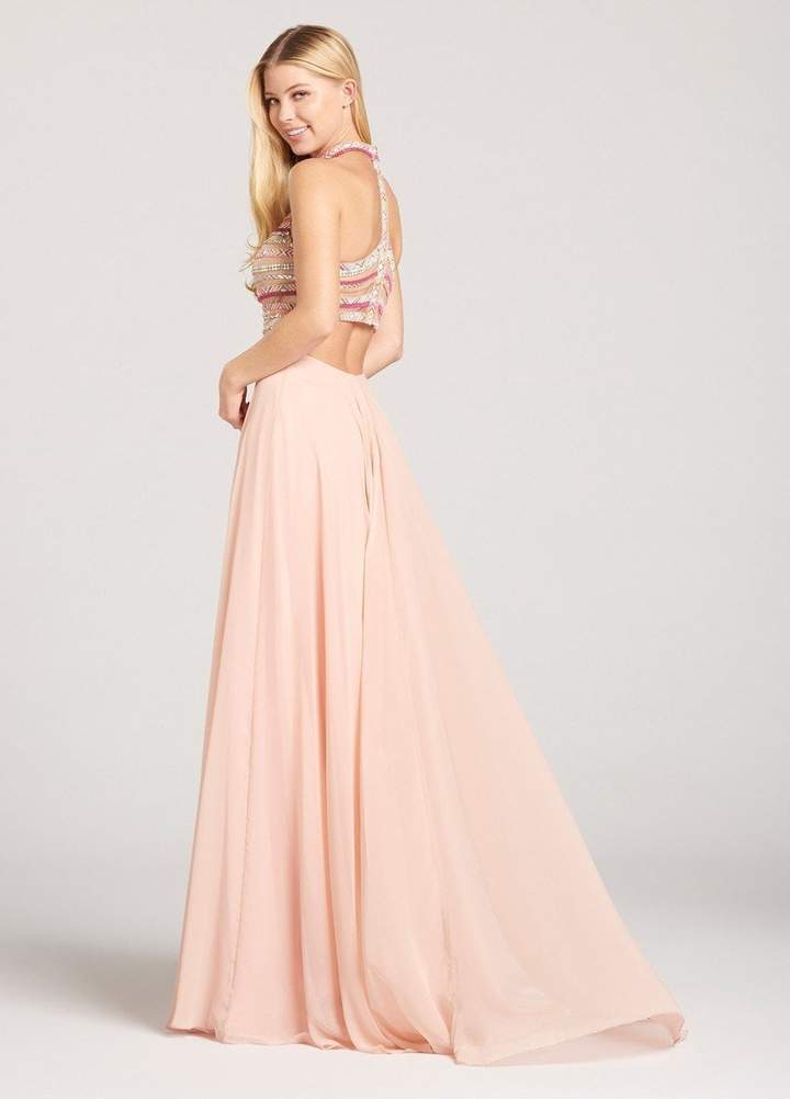 Ellie Wilde - EW118155SC Embellished Chiffon High Halter A-line Dress