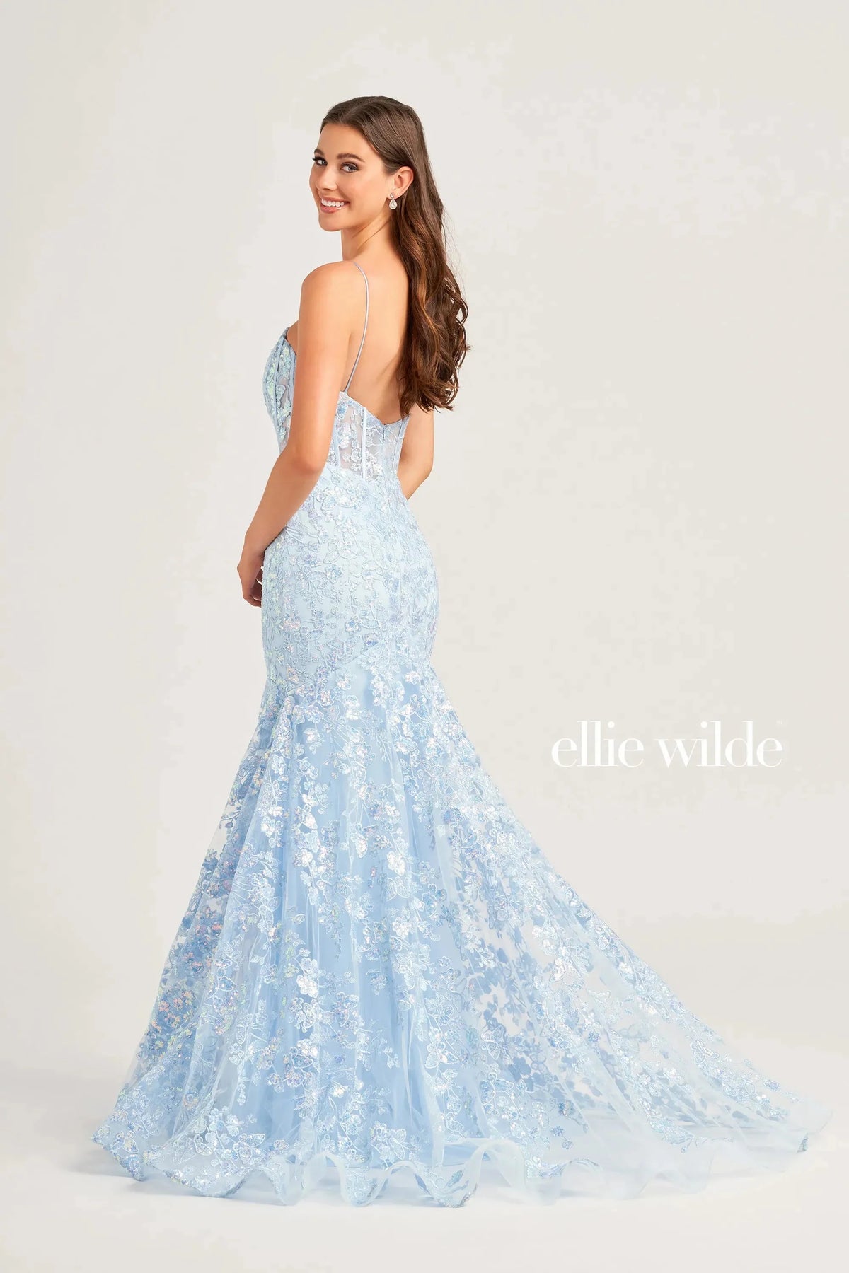 Ellie Wilde EW35203 - Sequin Plunging Scoop Evening Dress