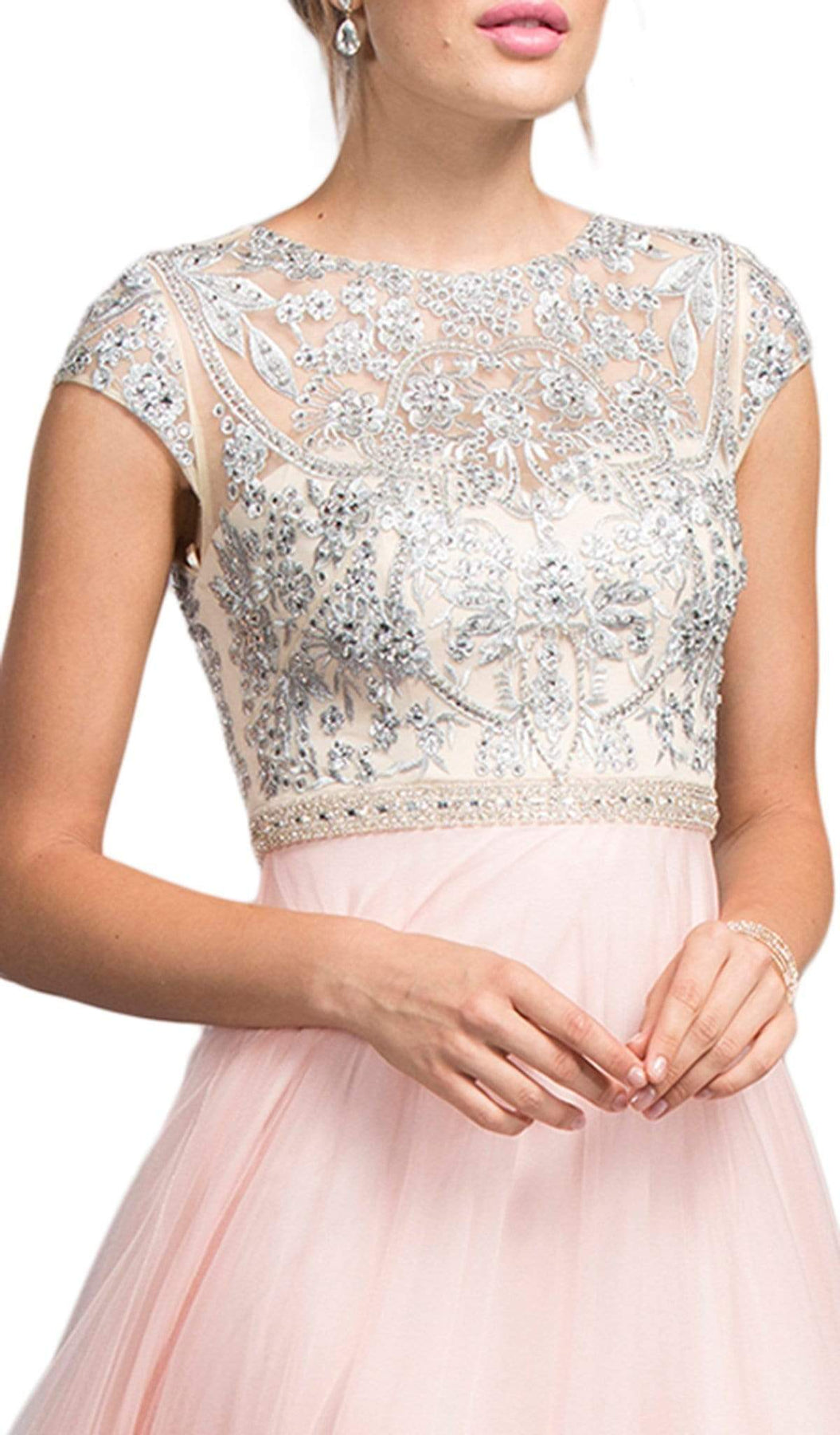 Embellished Cap Sleeve A-line Prom Dress Dress