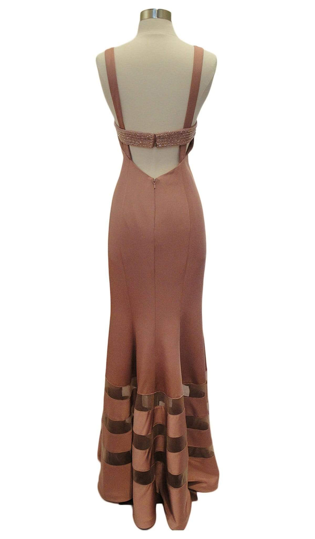 Embellished Deep V-neck Trumpet Dress Prom Dresses