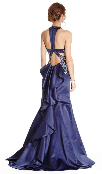 Embellished Halter V-neck Evening Dress Evening Dresses